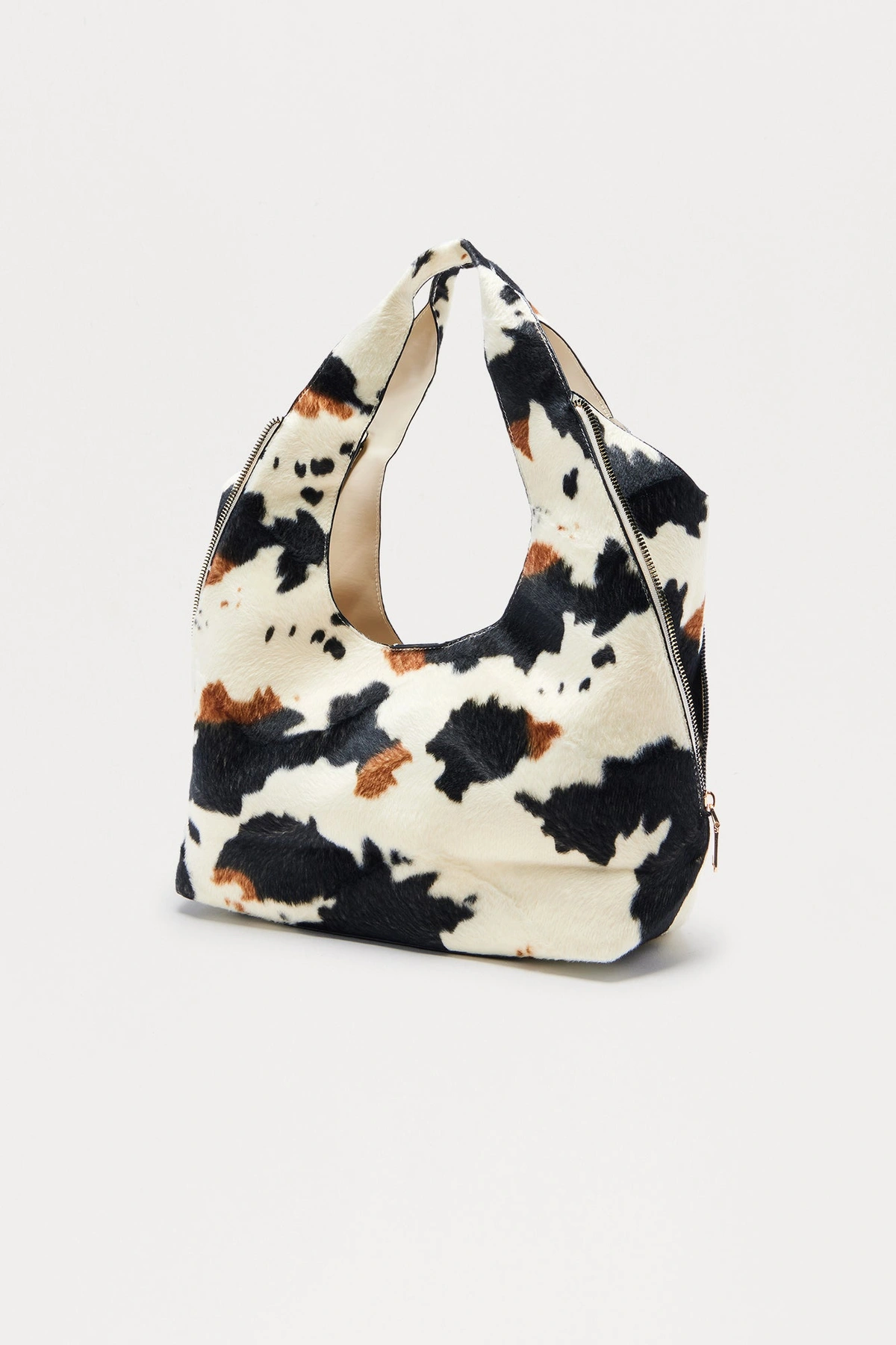Morning Route Faux Fur Shoulder Handbag - Brown/combo — Castanho/combinação