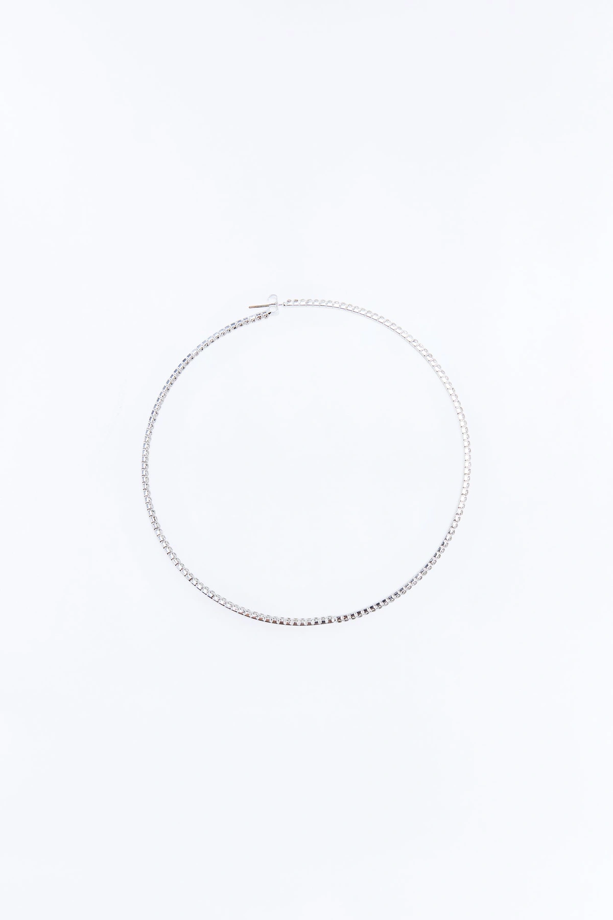 Party On Rhinestone Hoop Earrings - Silver — Prateado