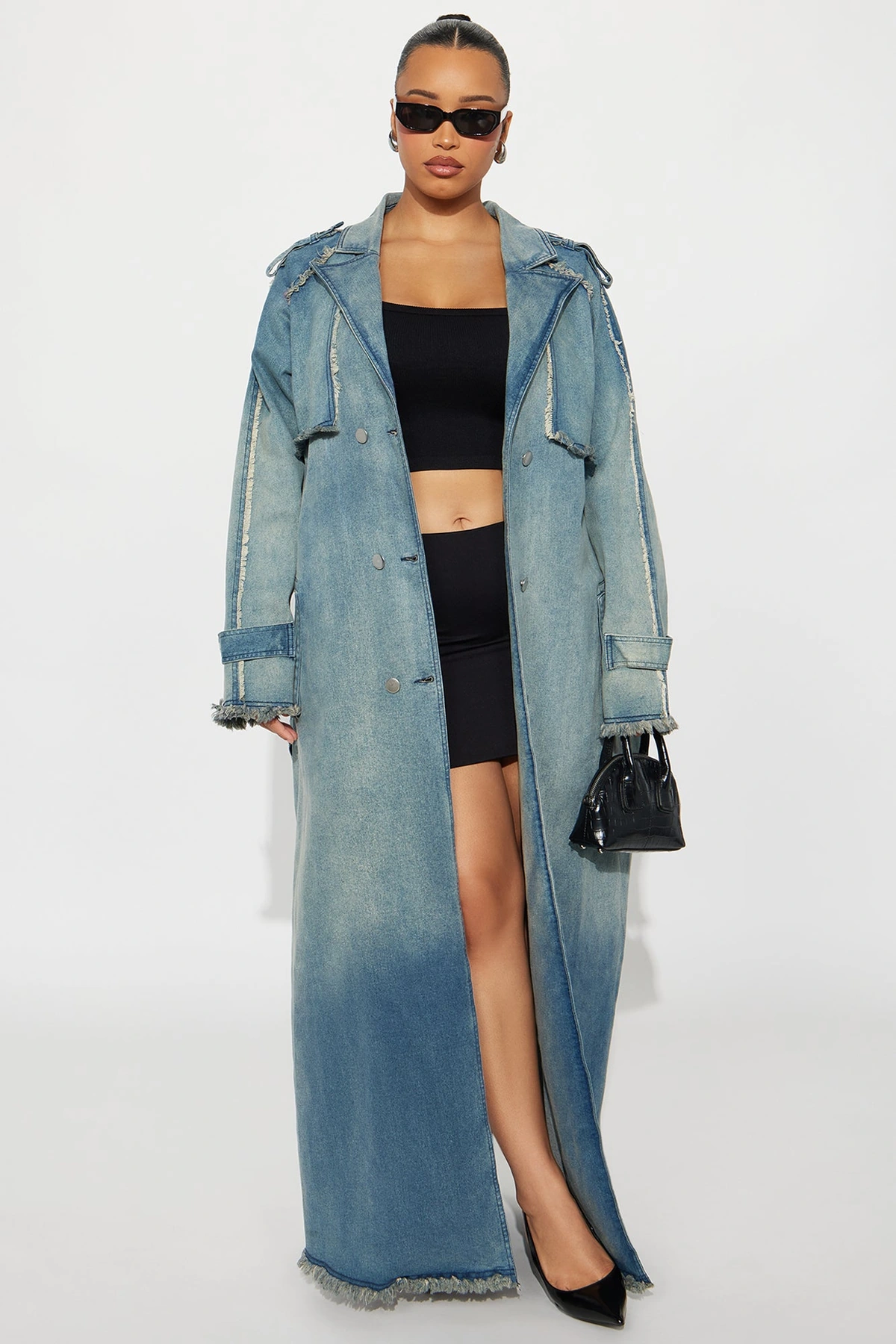 New York Days Denim Coat - Light Wash — Ganga de lavagem clara