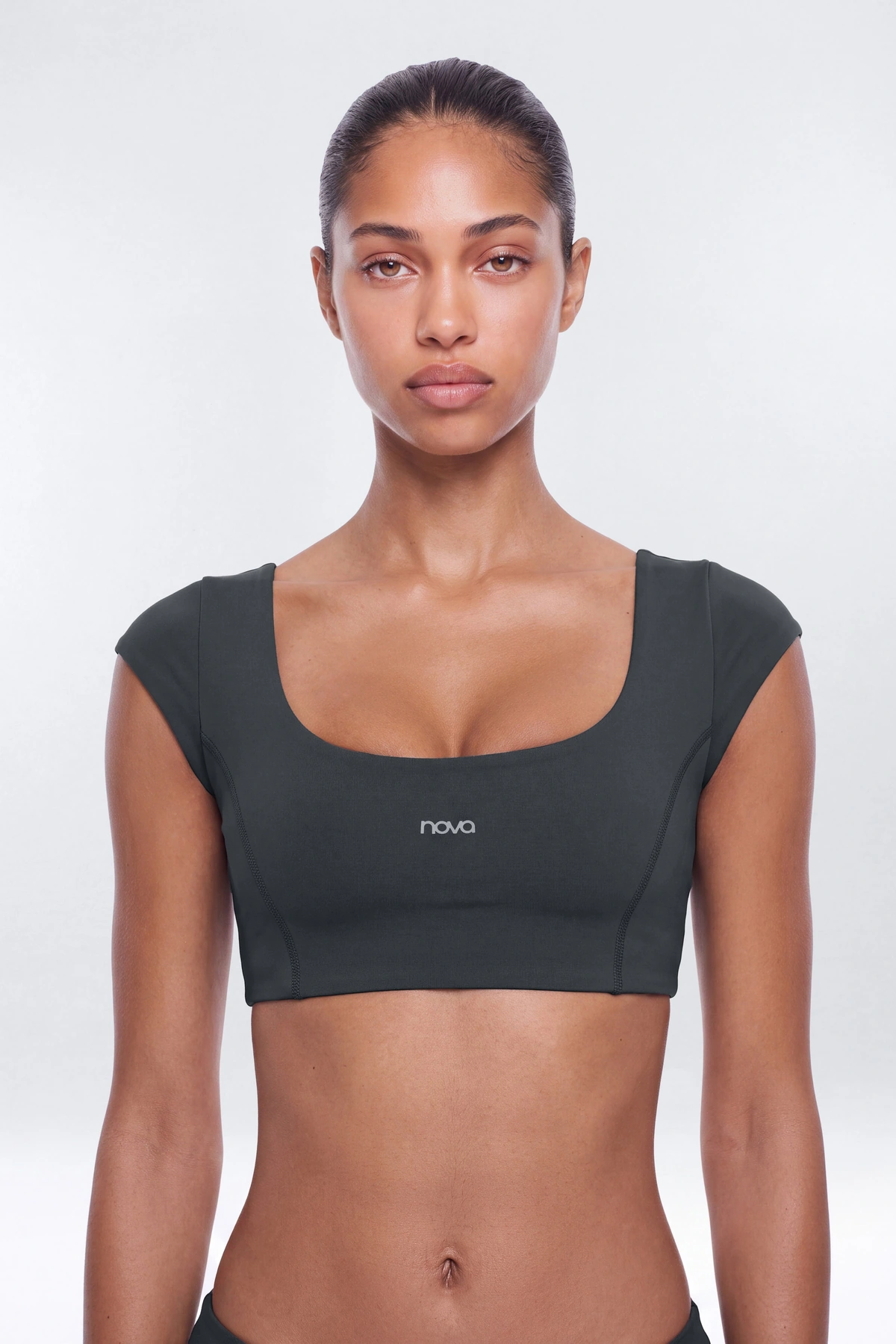 CloudForm™ Cap Sleeve Crop Top - Carbon — Carbon