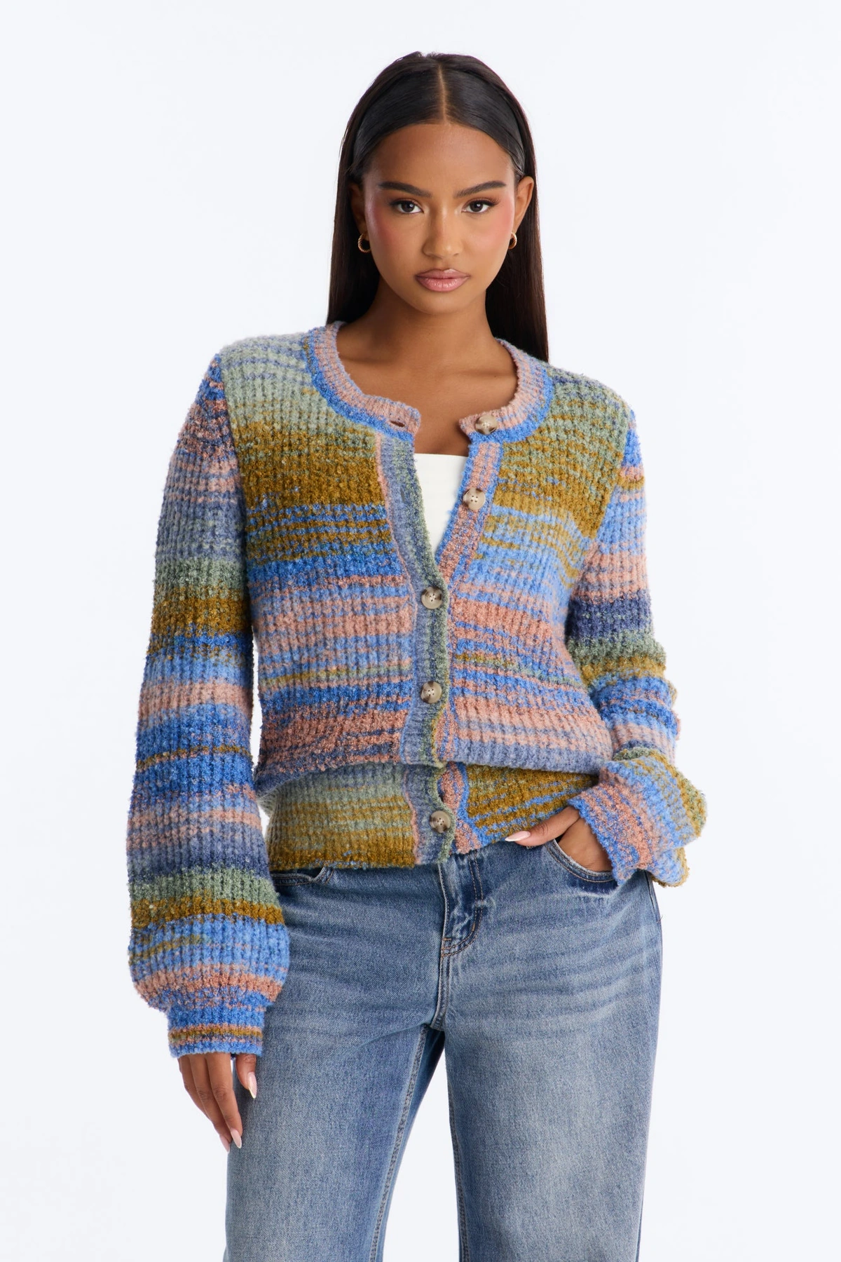 Amber Dusk Multi Stripe Cardigan - Multi Color — Multicolor