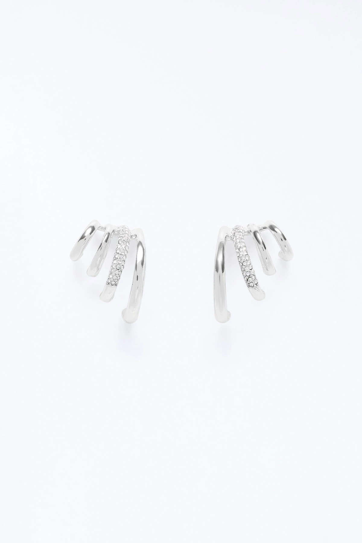 4 Tier Hoop Earrings - Silver — Prateado