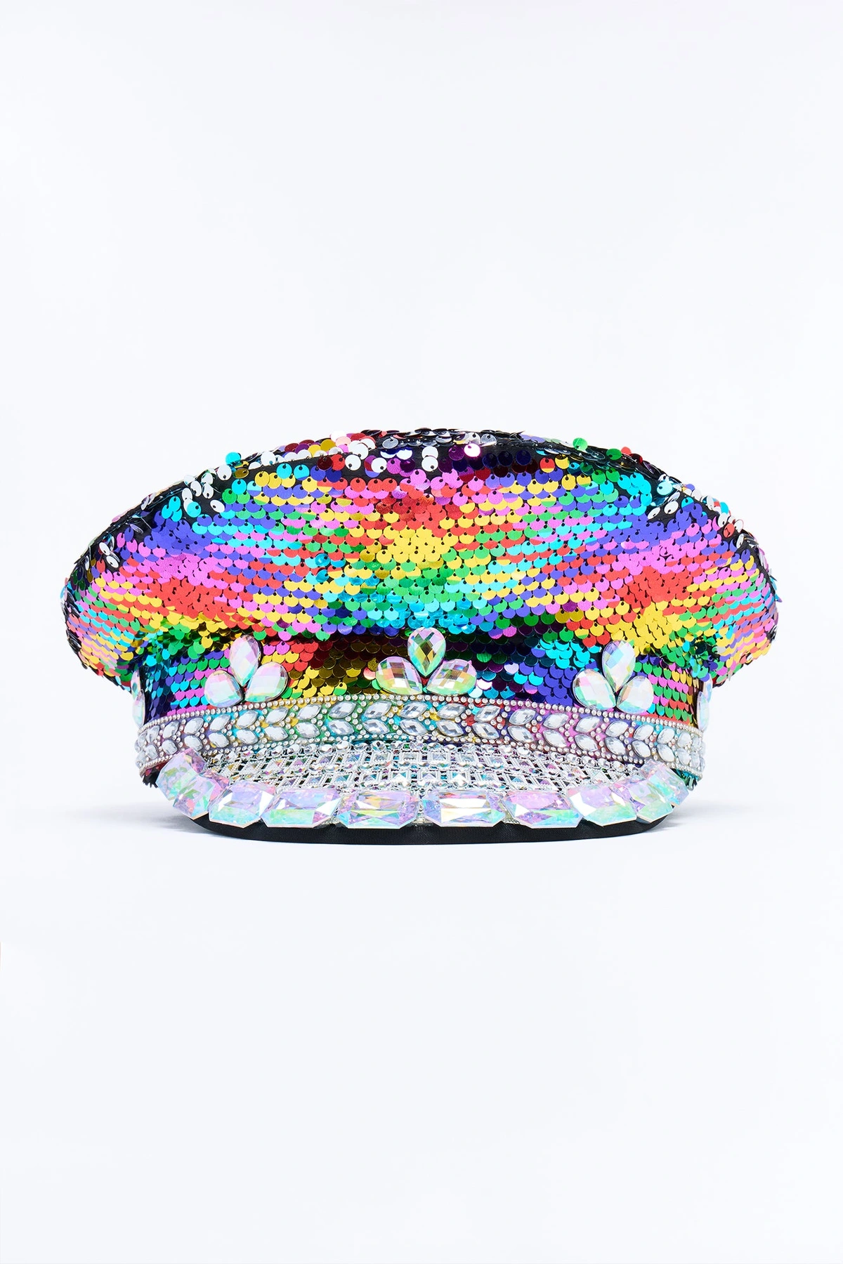 Reign The Rainbow Sequin Captain Hat - Multi Color — Multicolor