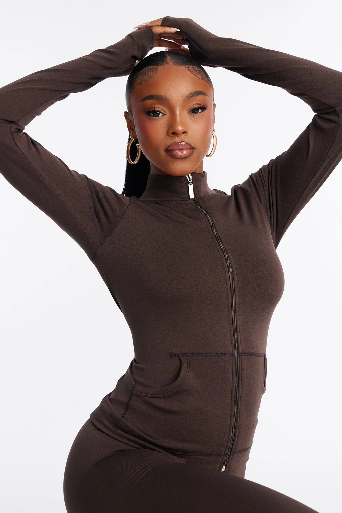 All Love Seamless Zip Up Legging Set - Chocolate — Chocolate