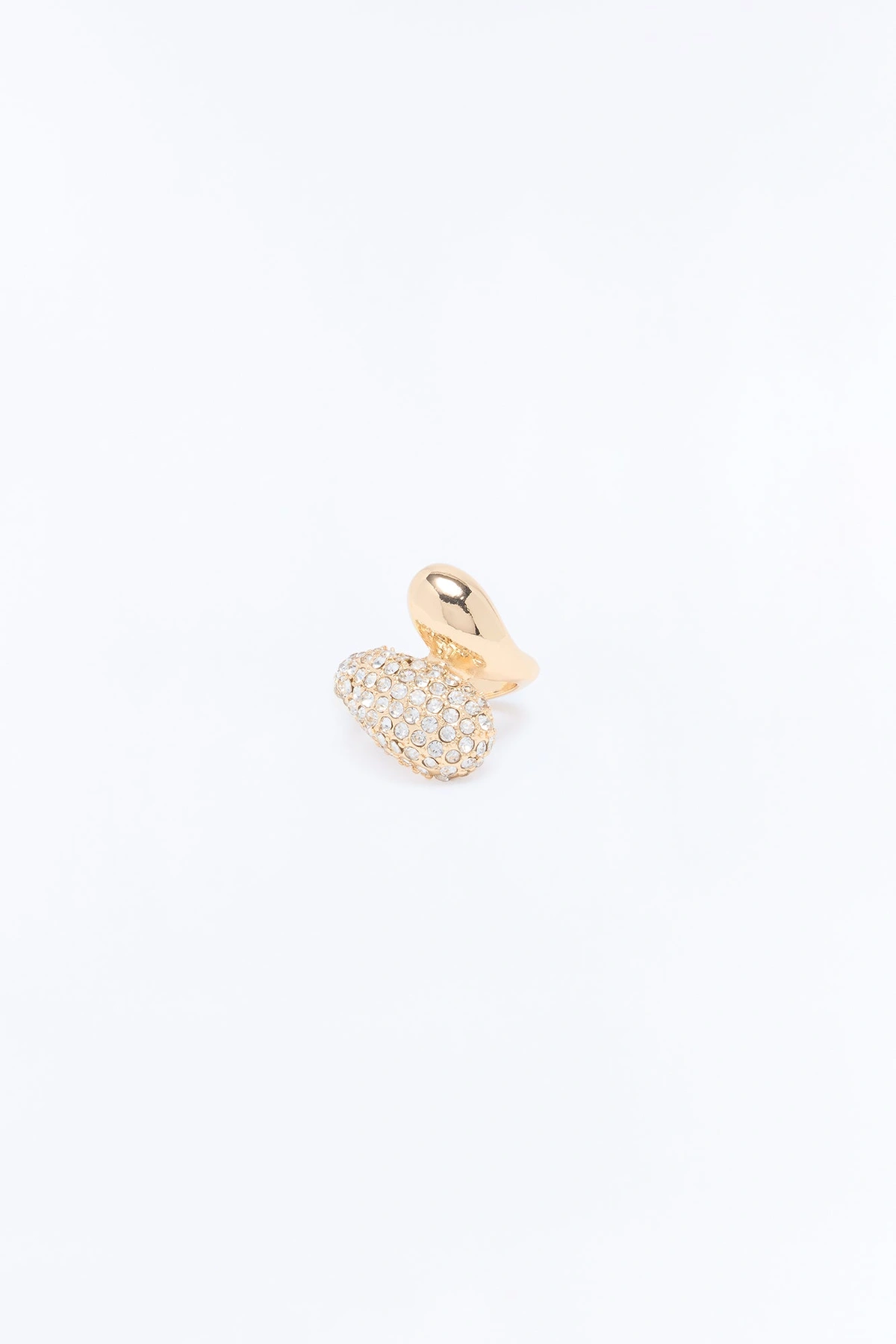 Curved You Rhinestone Ring - Gold — Dourado