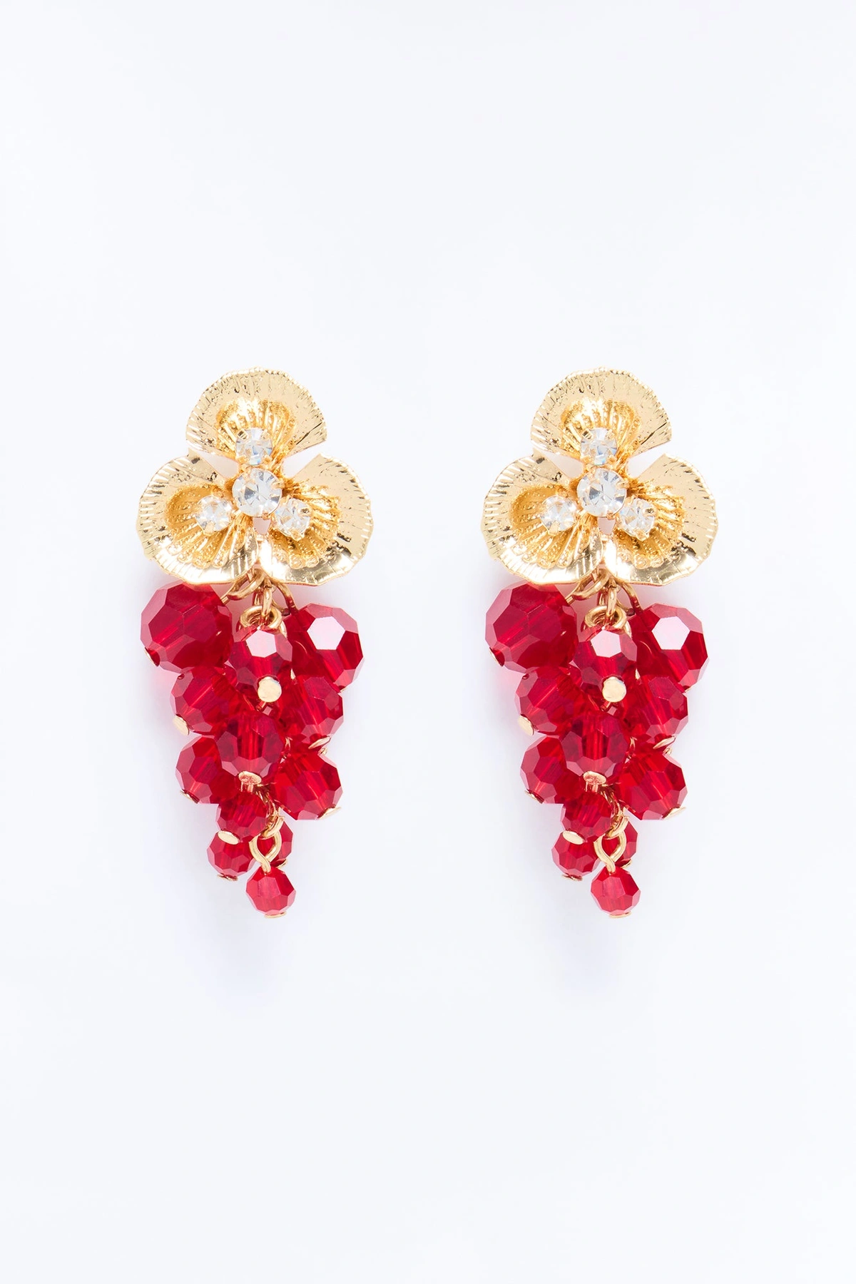 Refreshed Feeling Drop Earrings - Gold/Red — Dourado/Vermelho