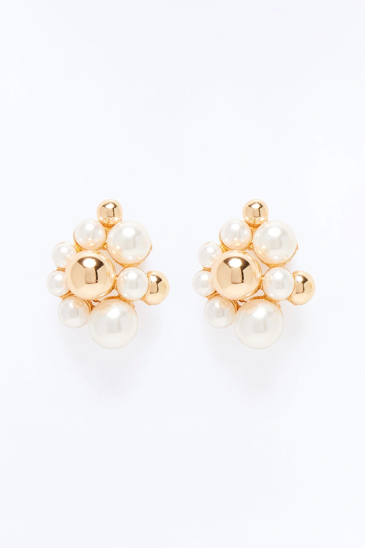 All In Beads Pearl Stud Earrings - Gold/combo — Dourado/combinação