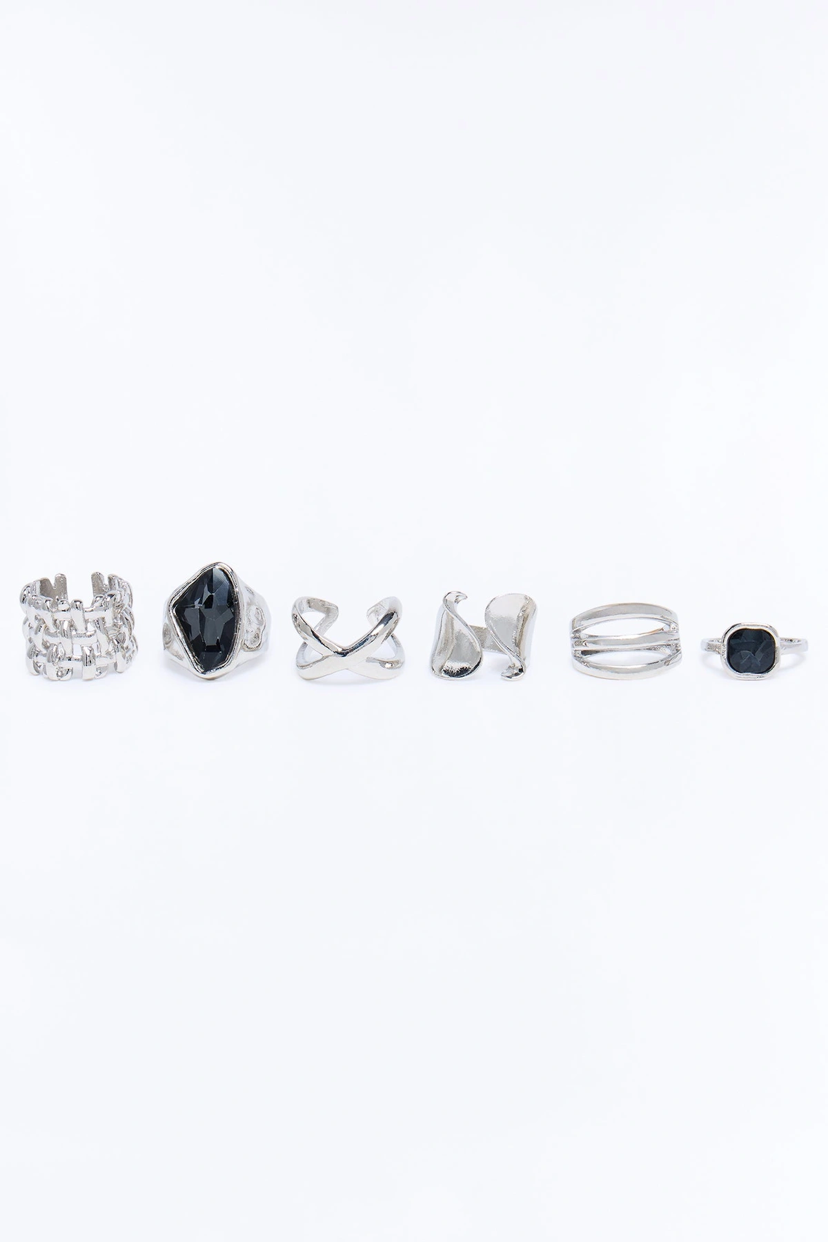 Memory Of You 6 Piece Ring Set - Silver — Prateado
