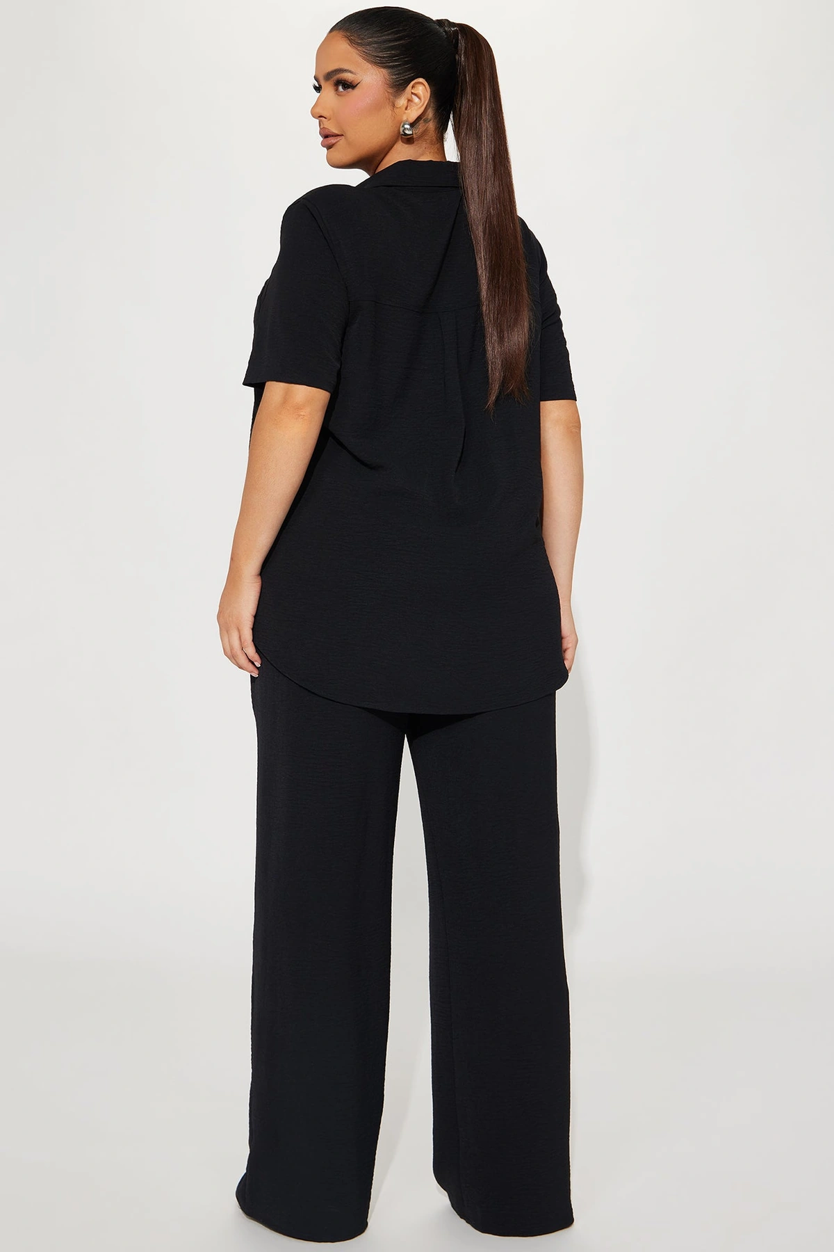 Makenzie Short Sleeve Pant Set - Black — Preto