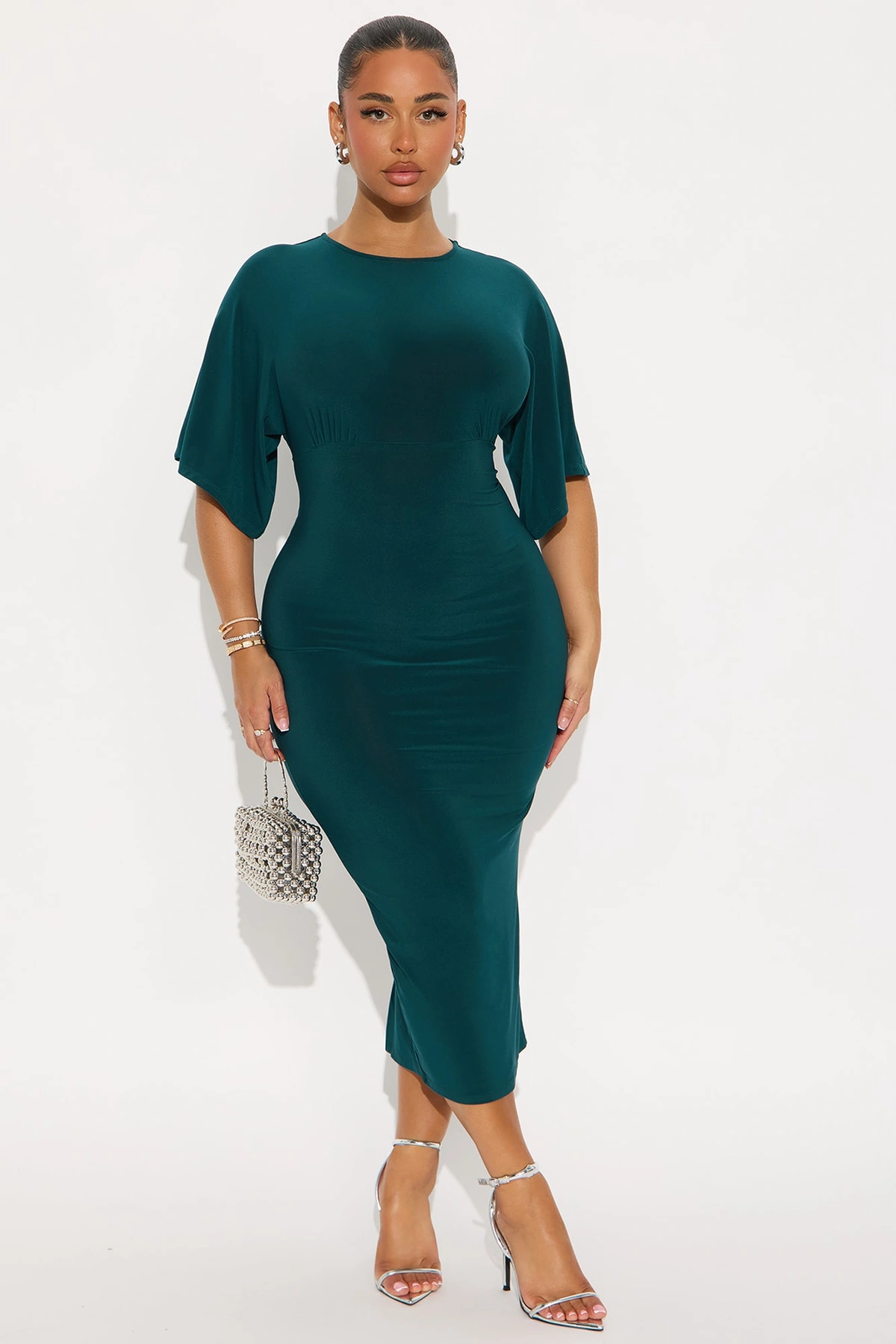 Charlie Short Sleeve Midi Dress - Hunter — Verde-escuro
