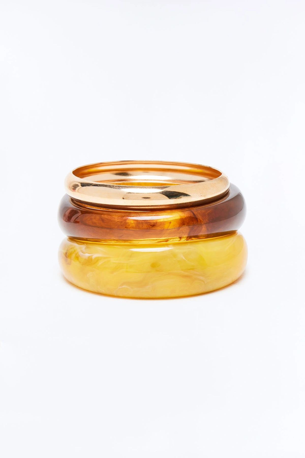 Break Free 3 Piece Bangle Bracelet Set - Gold/Yellow — Dourado/Amarelo