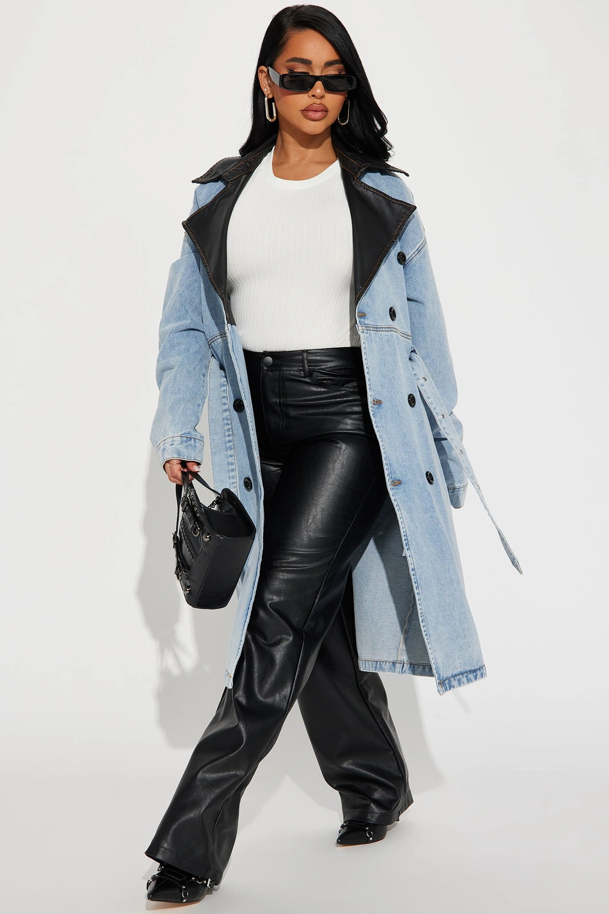Downtown Living Trench Coat - Light Wash — Ganga de lavagem clara