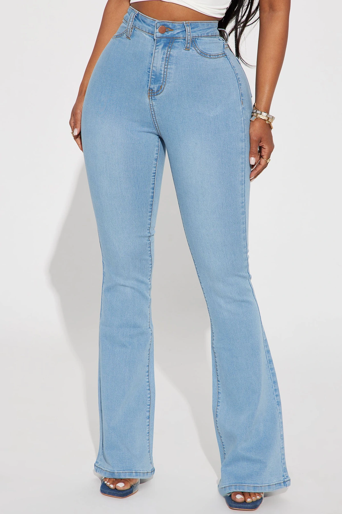 Deep In My Soul Flare Jeans - Light Blue Wash — claro Azul lavagem