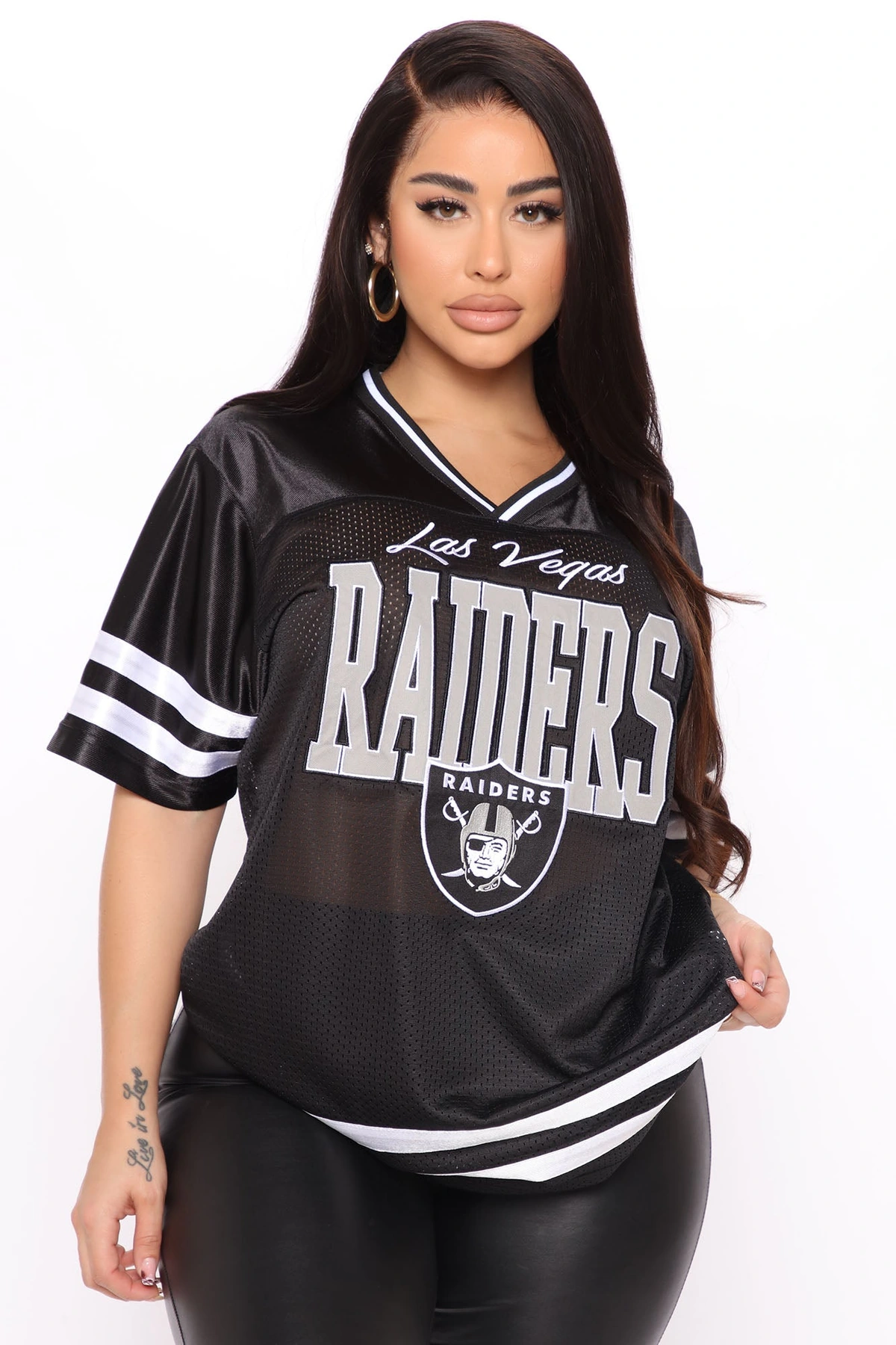 NFL Backward Pass Raiders Mesh Top - Black — Preto
