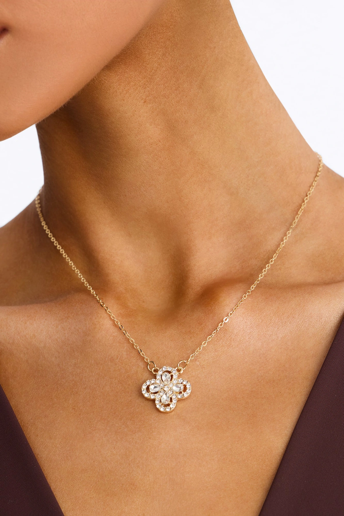Shining Clover Necklace - Gold — Dourado