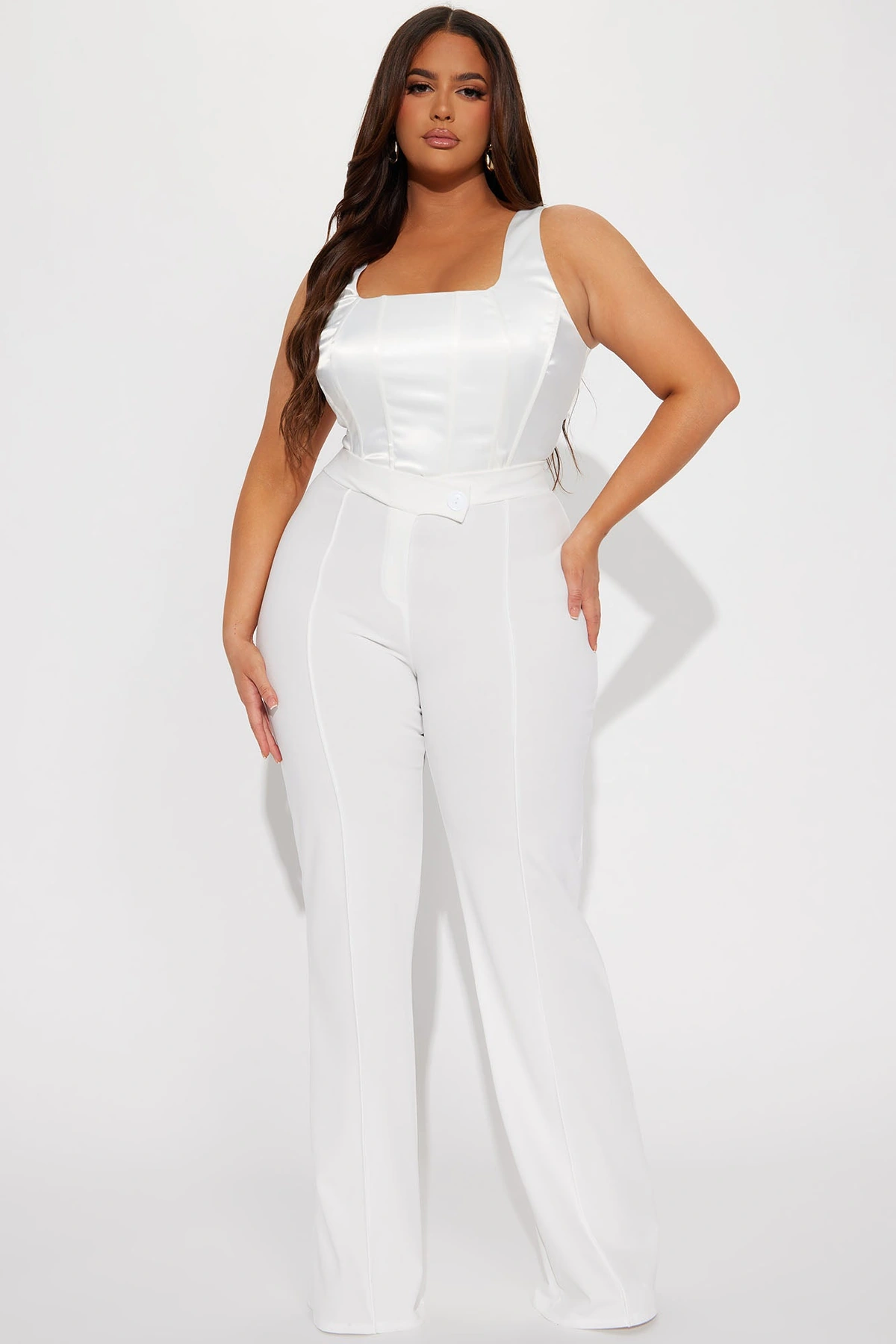 Tall Call It Even Wide Leg Dress Pants - White — Branco