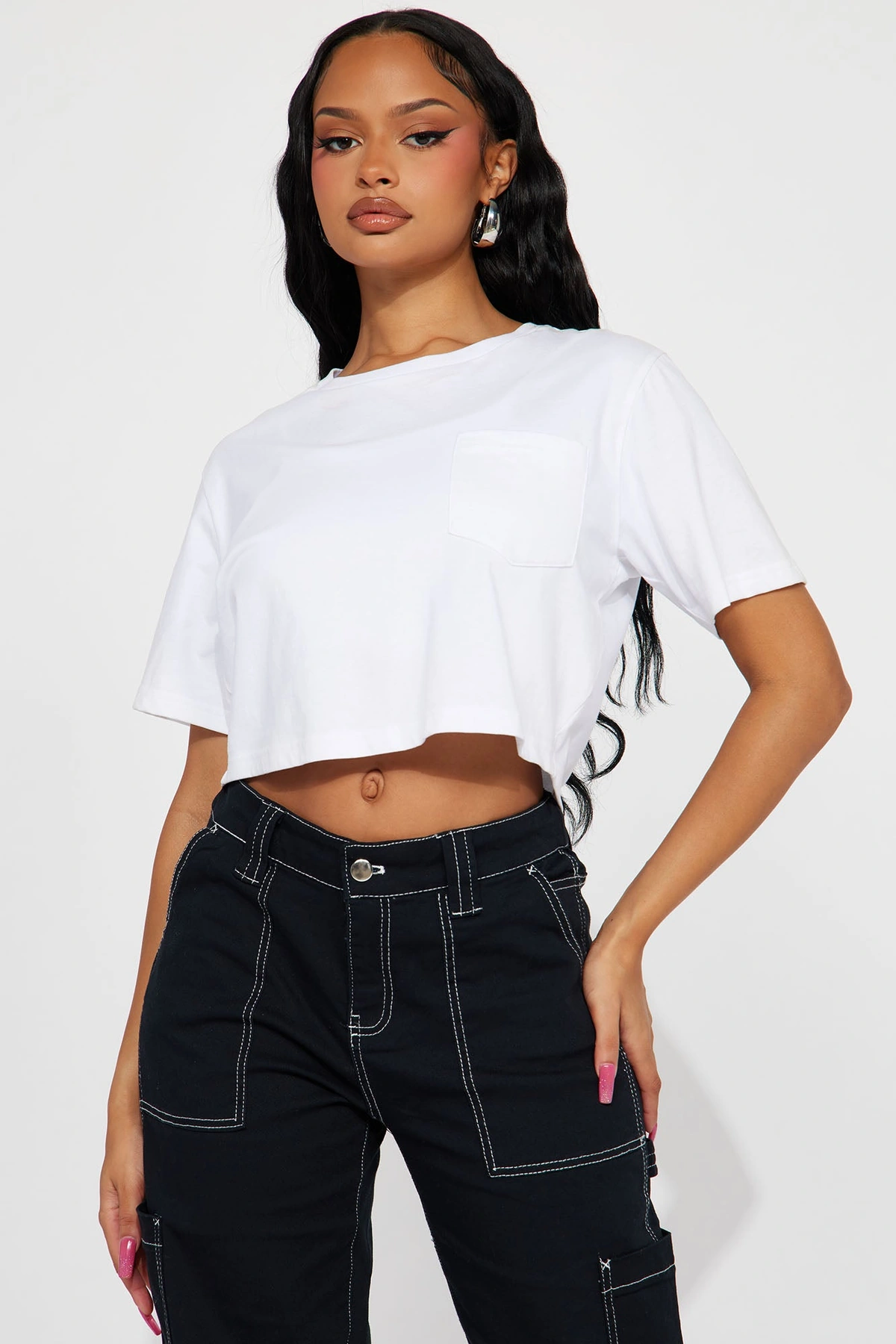 Elisa Relaxed Crop Tee - White — Branco