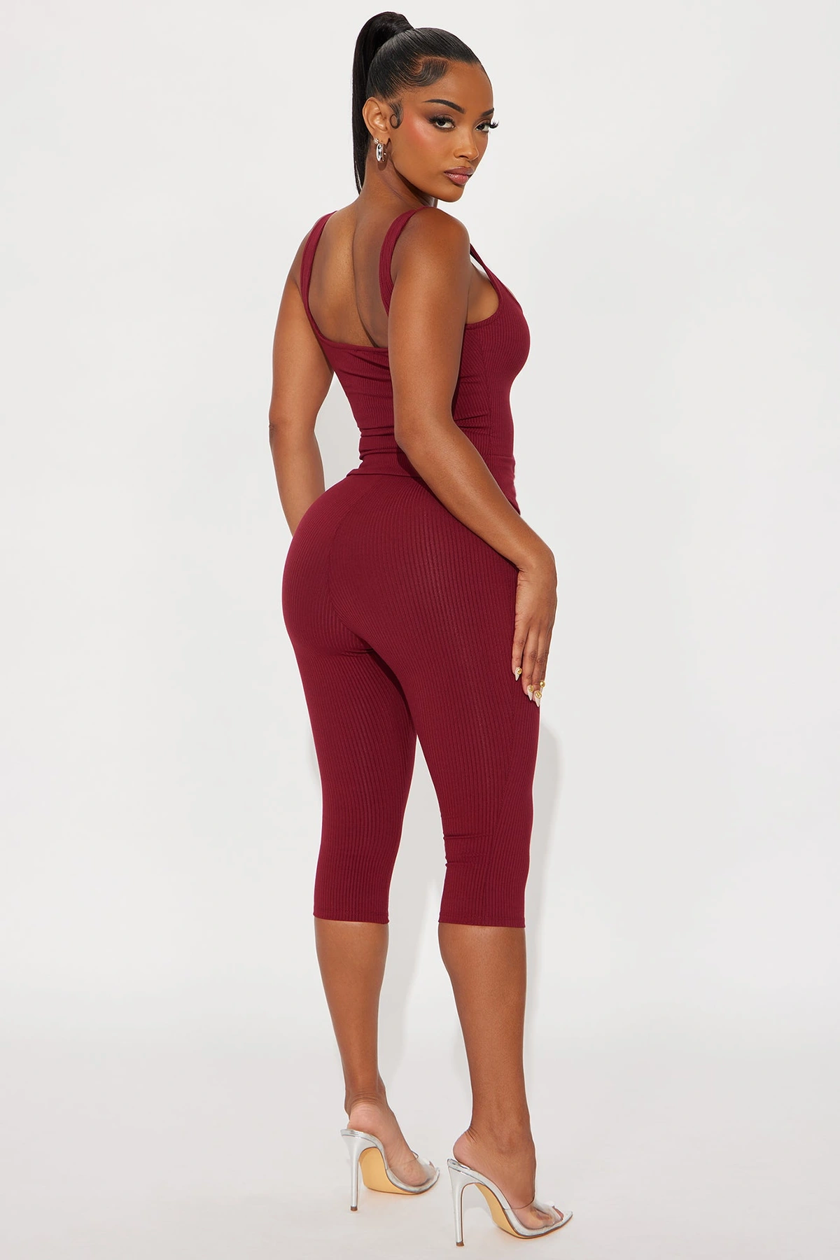 Carina Snatched Pant Set - Burgundy — Bordô