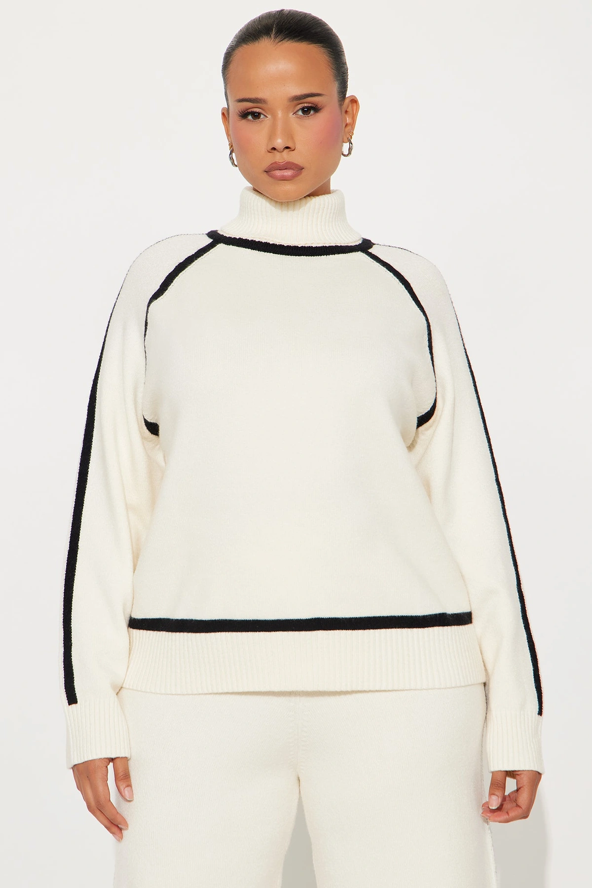 What's The Tea Sweater Wide Leg Pant Set - Cream/combo — Creme/combinação