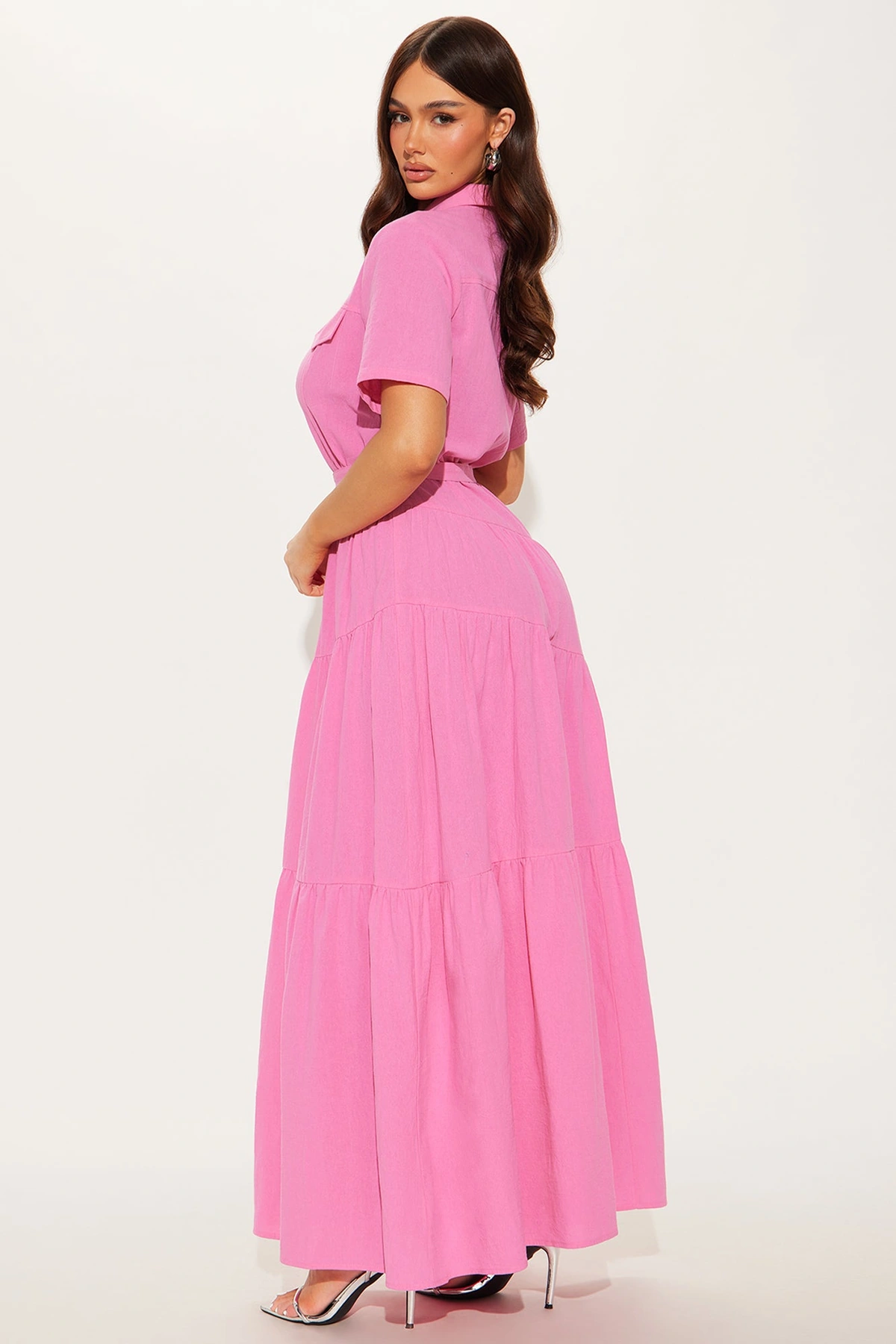 Julia Maxi Shirt Dress - Pink — Rosa