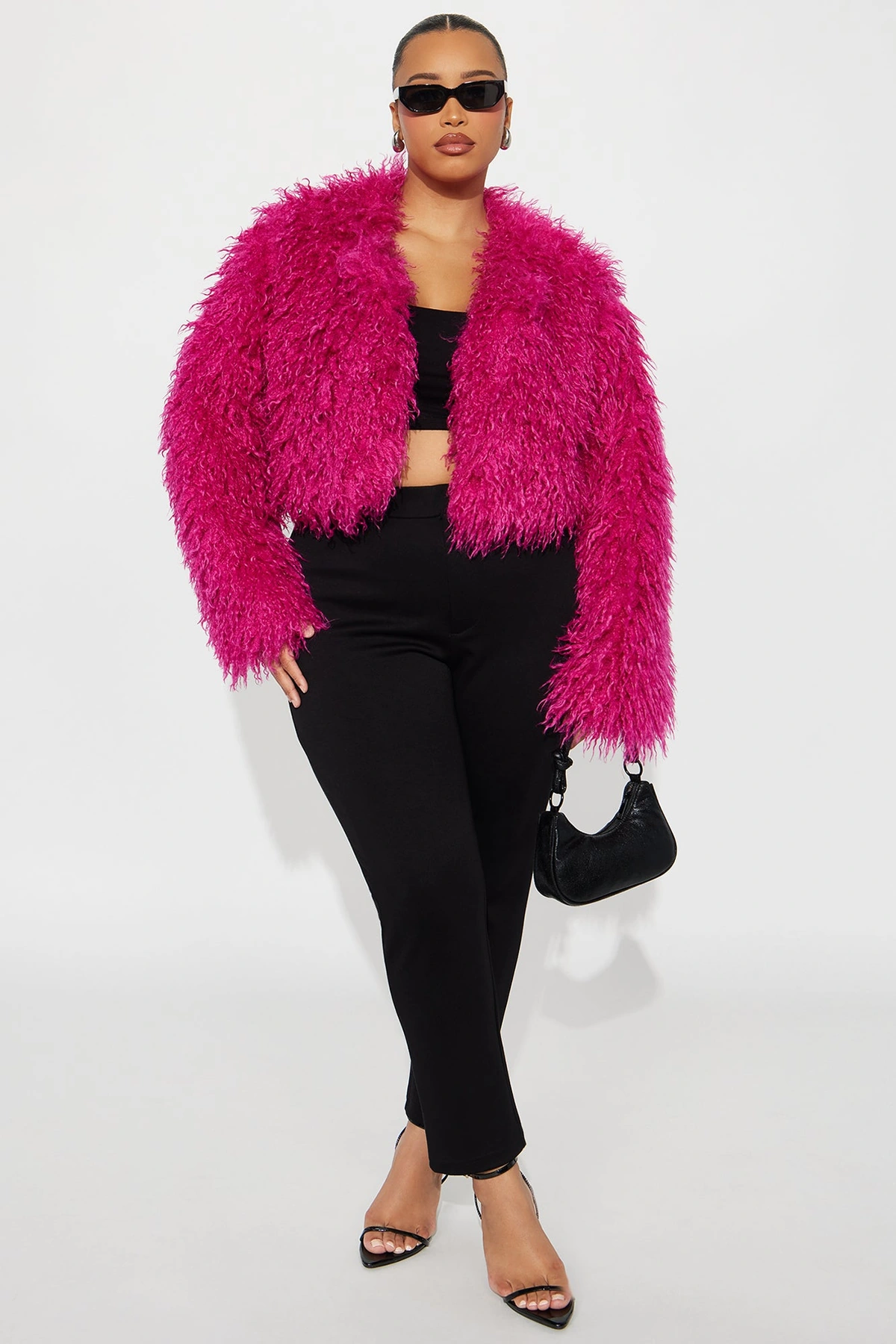 Sydney Faux Fur Coat - Fuchsia — Fúcsia