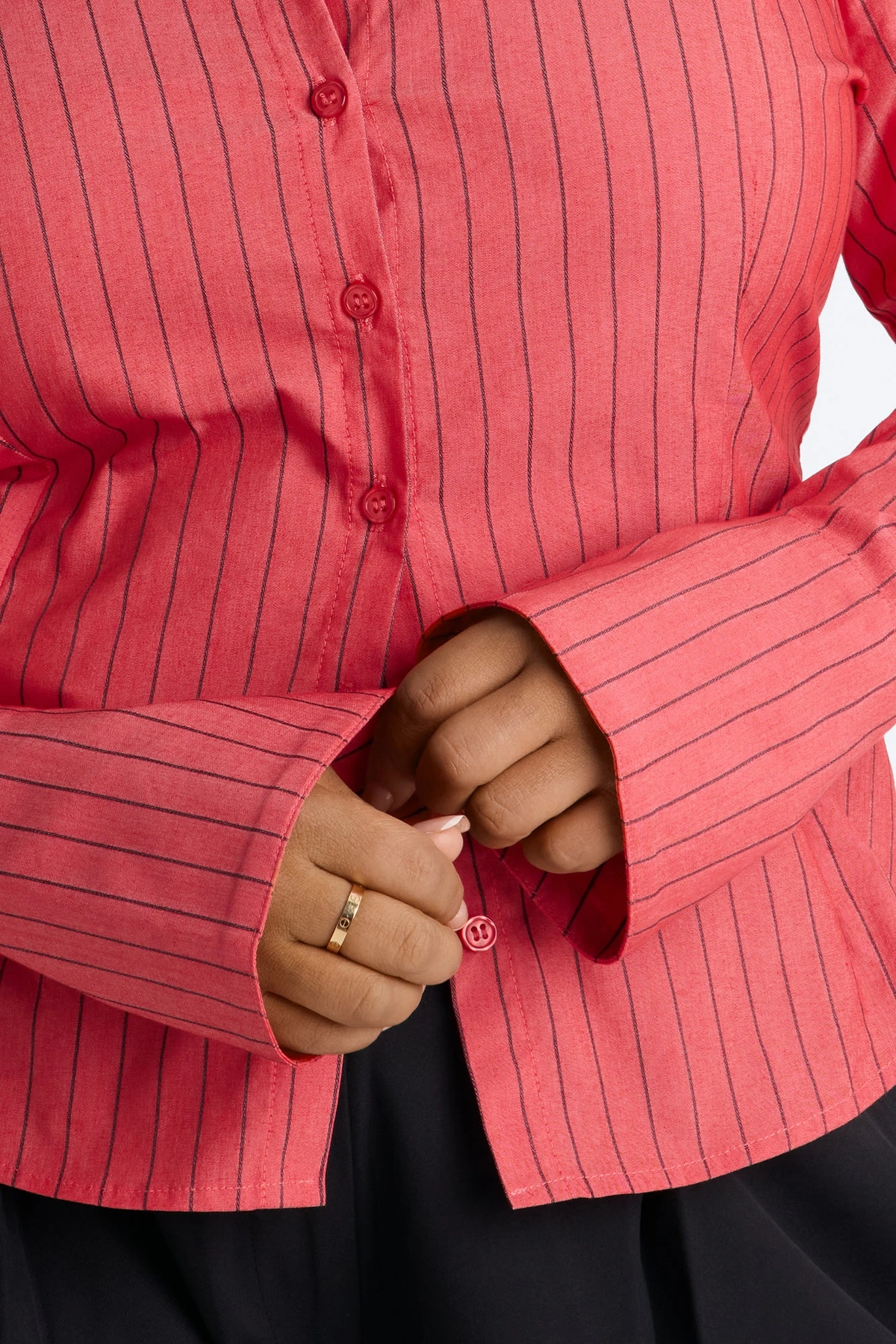 No Time To Chat Striped Poplin Shirt - Red/combo — Vermelho/combinação