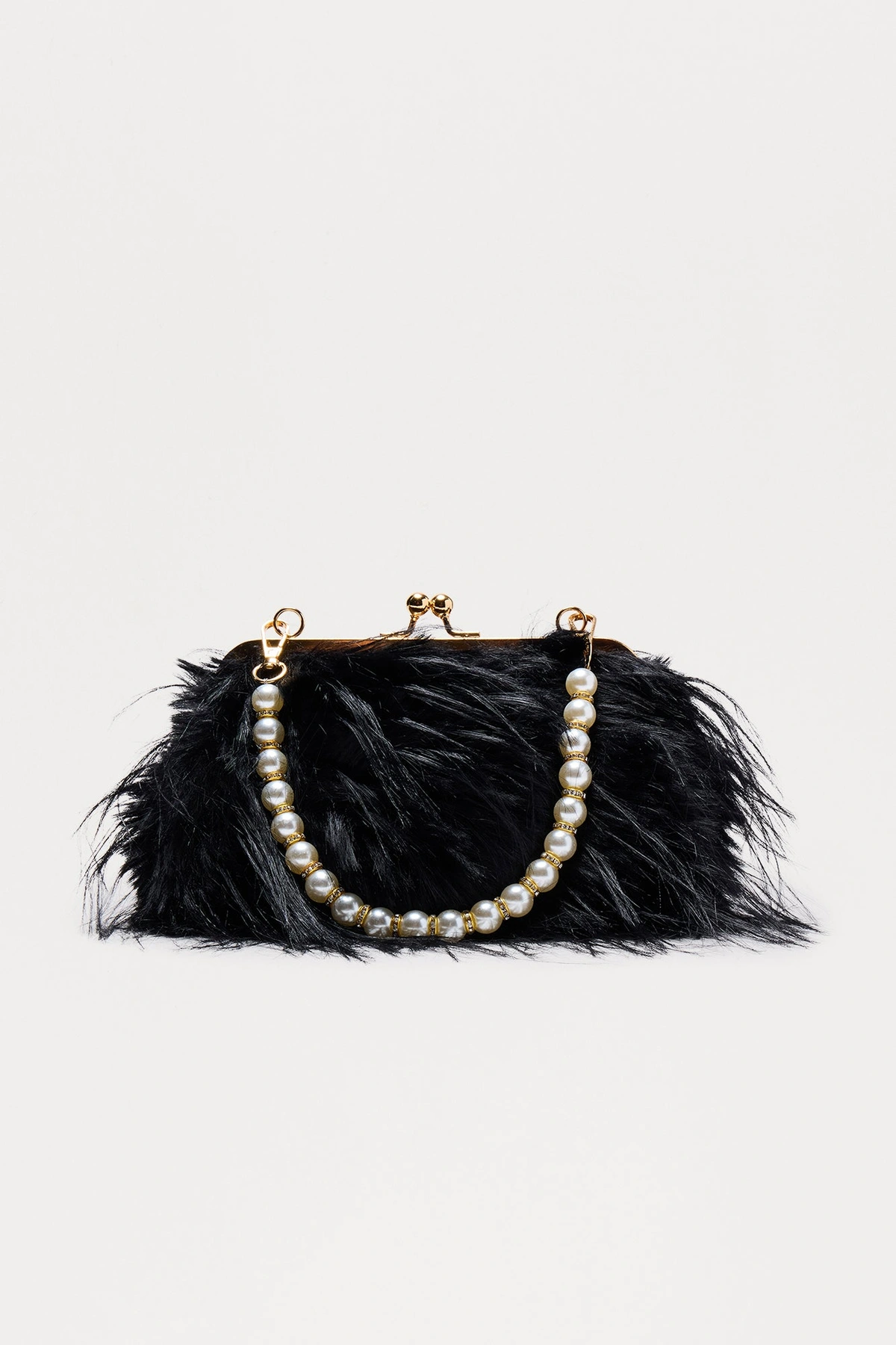 Double Date Faux Fur Clutch - Black — Preto