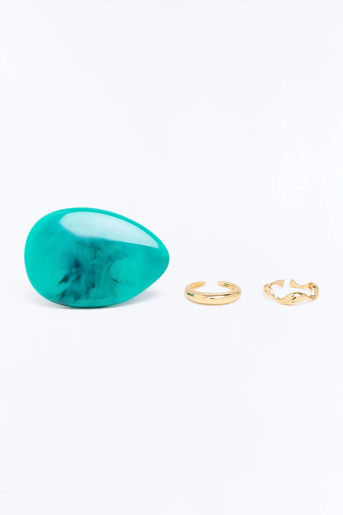 Deep Waters 3 Piece Ring Set - Turquoise/combo — Turquoise/combinação