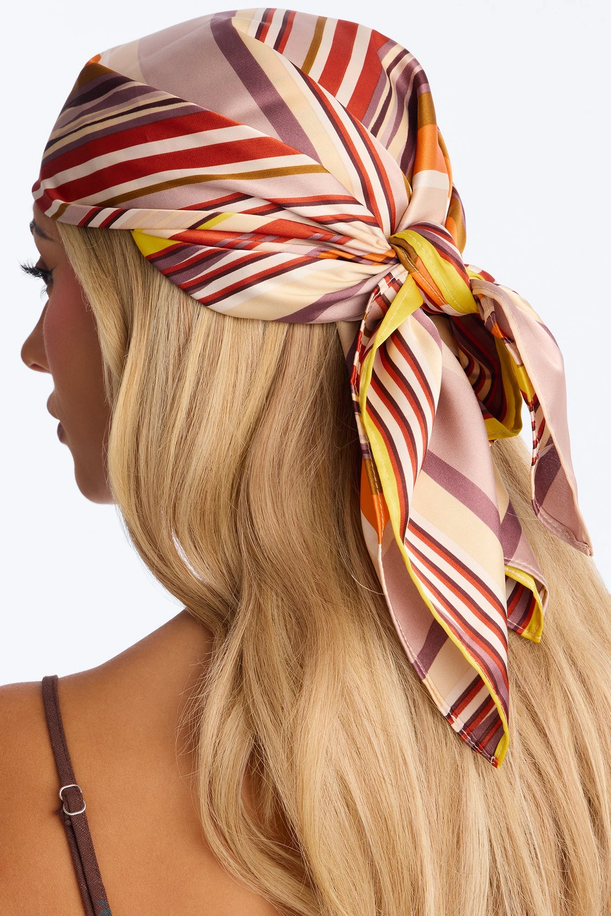 All About That Stripe Head Scarf - Orange/combo — Laranja/combinação