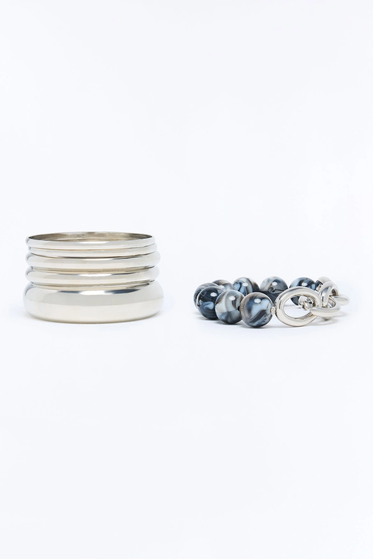 Venus 6 Piece Bracelet Set - Grey/Silver — Cinzento/Prateado