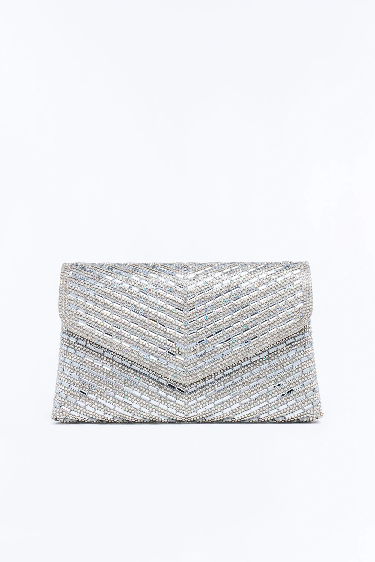 Hollywood Glam Rhinestone Clutch Handbag - Silver — Prateado