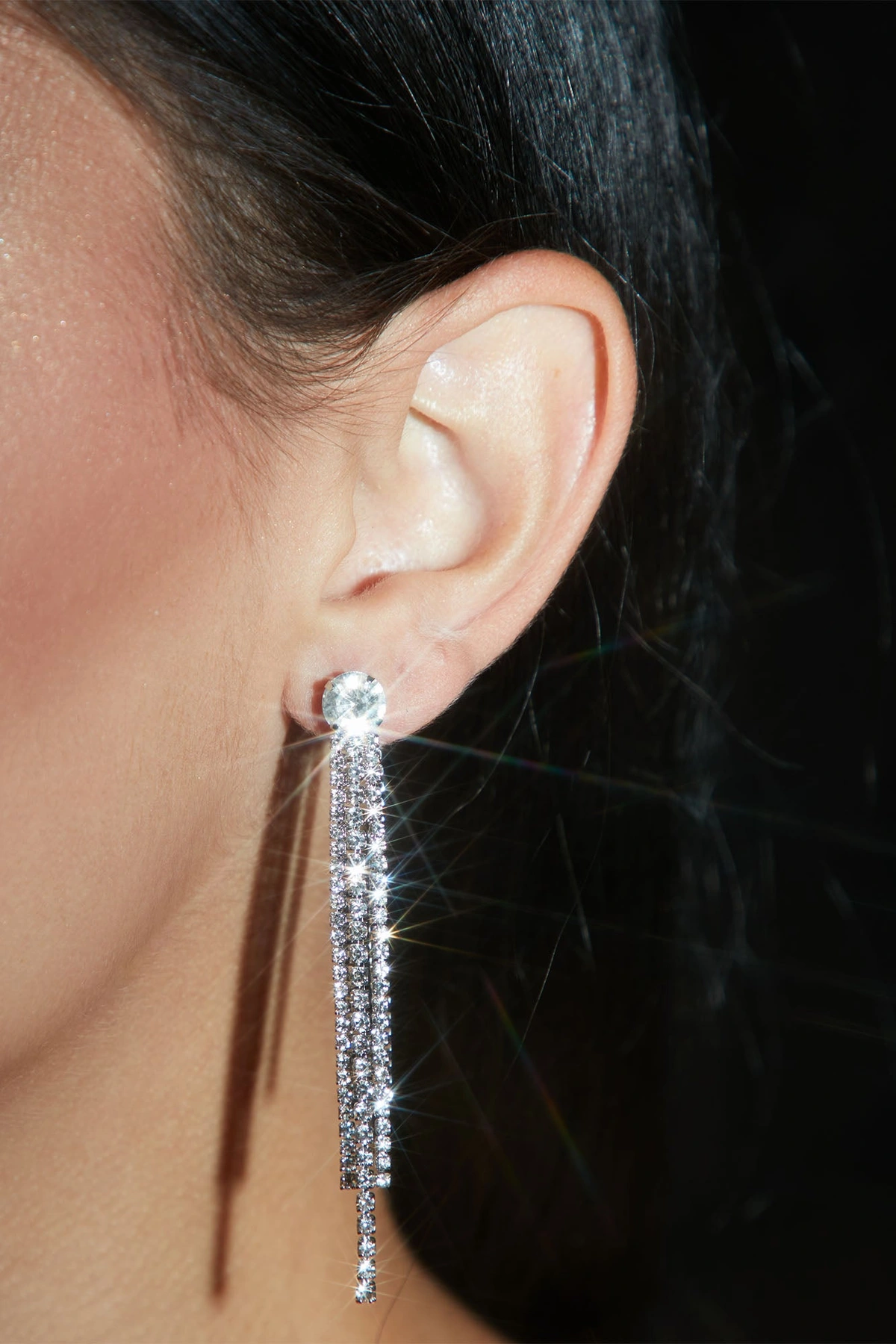Glam Babe Drop Earrings - Silver — Prateado