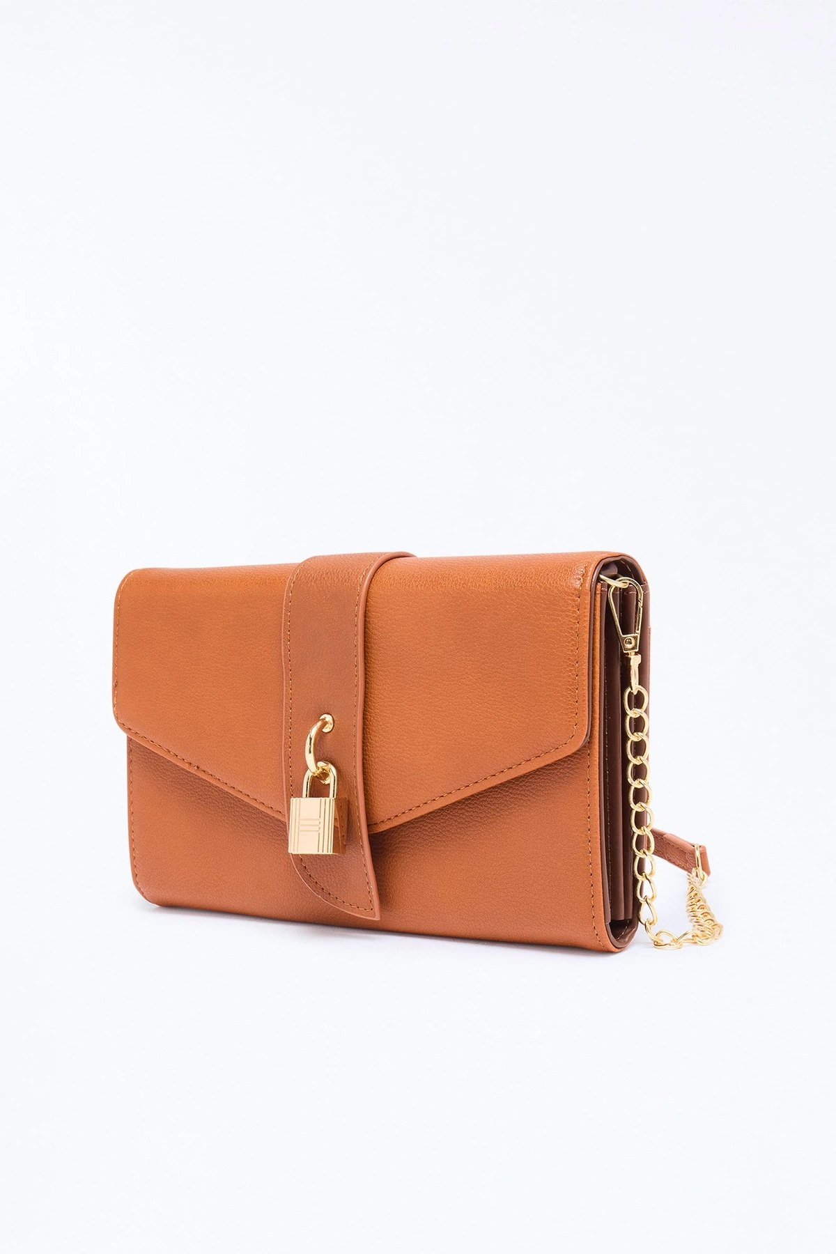 Keep It Locked Faux Leather Crossbody Bag - Brown — Castanho