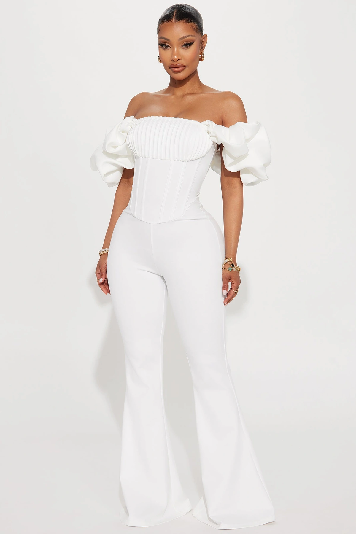 Dreaming In Ruffles Jumpsuit - White — Branco