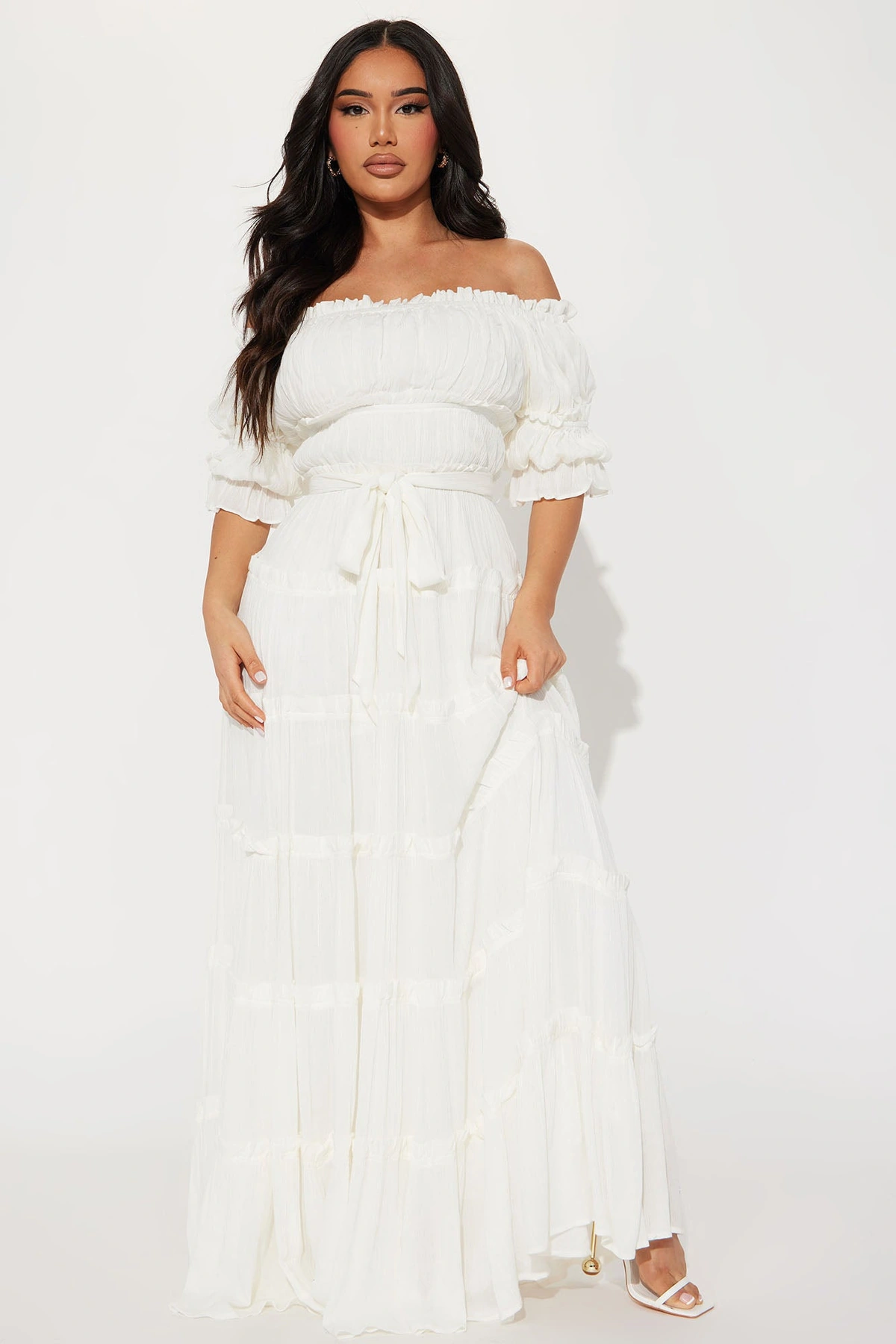 Delina Maxi Dress - White — Branco
