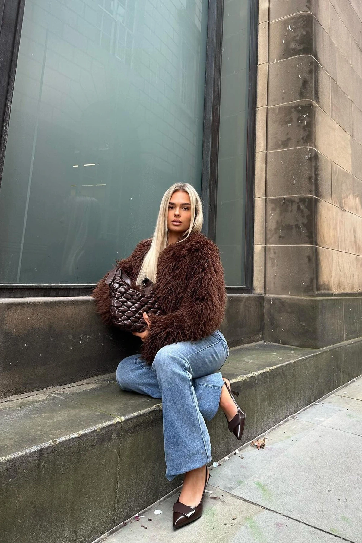 Sydney Faux Fur Coat - Brown — Castanho