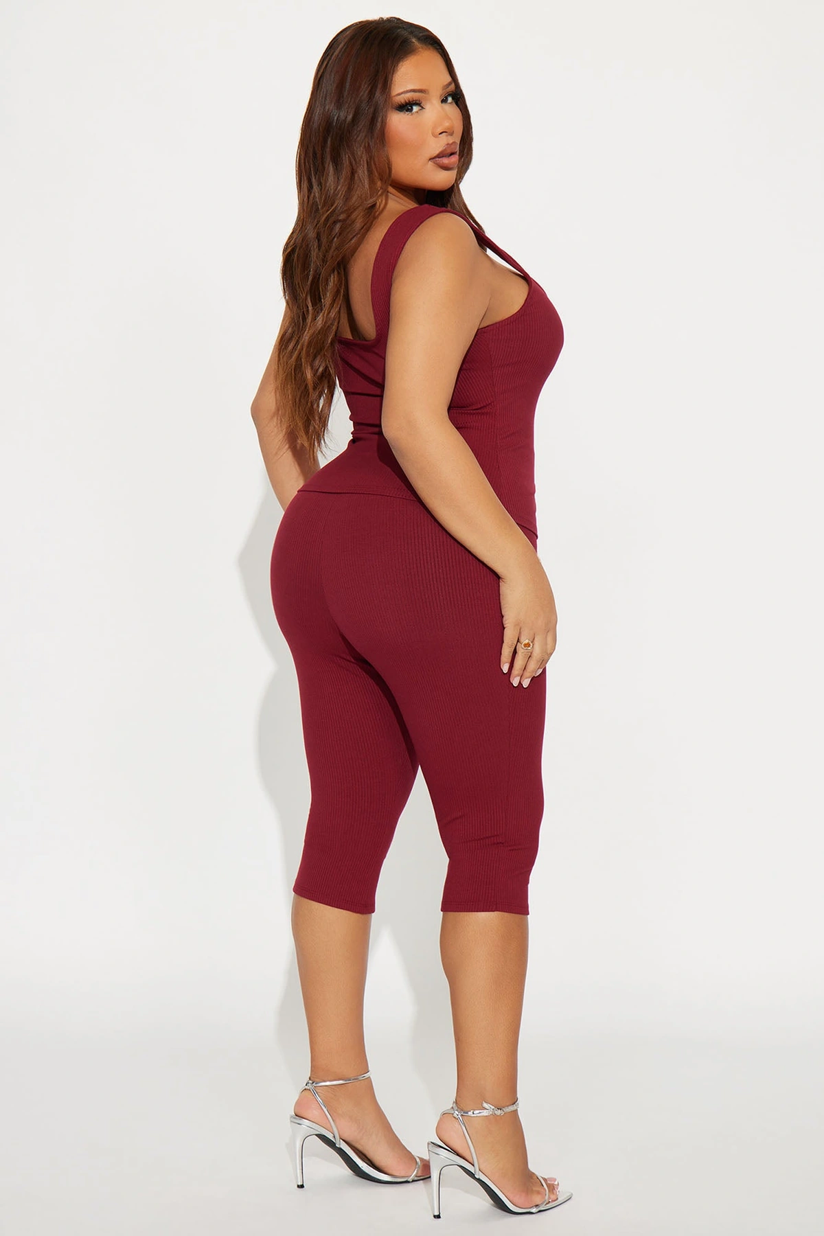 Carina Snatched Pant Set - Burgundy — Bordô