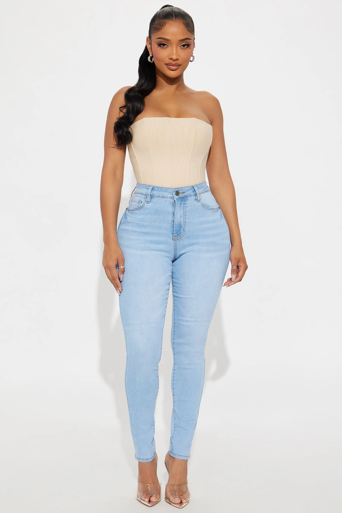 Tall Top Of The Line Stretch Skinny Jeans - Light Wash — Ganga de lavagem clara