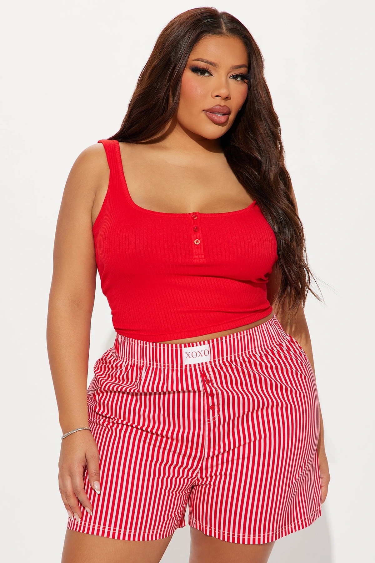 XOXO PJ Boxer Short Set - Red/combo — Vermelho/combinação