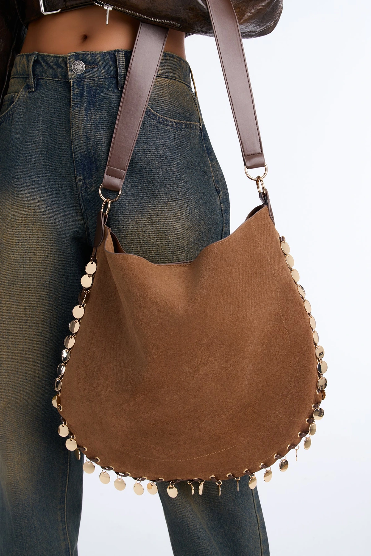 That Nomad Life Faux Suede Oversized Tote Handbag - Cognac — Cognac