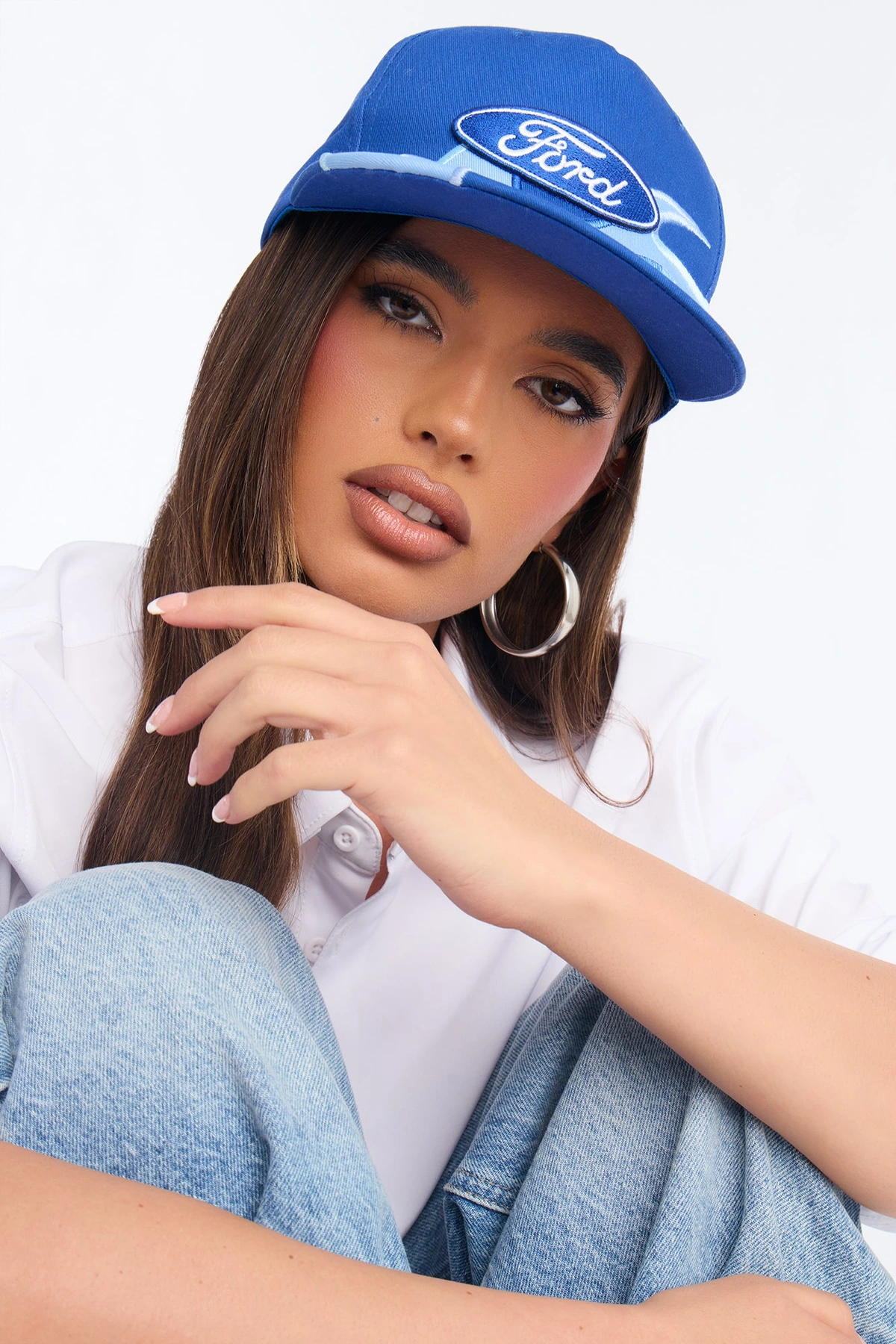 Flaming Ford Baseball Hat - Blue — Azul