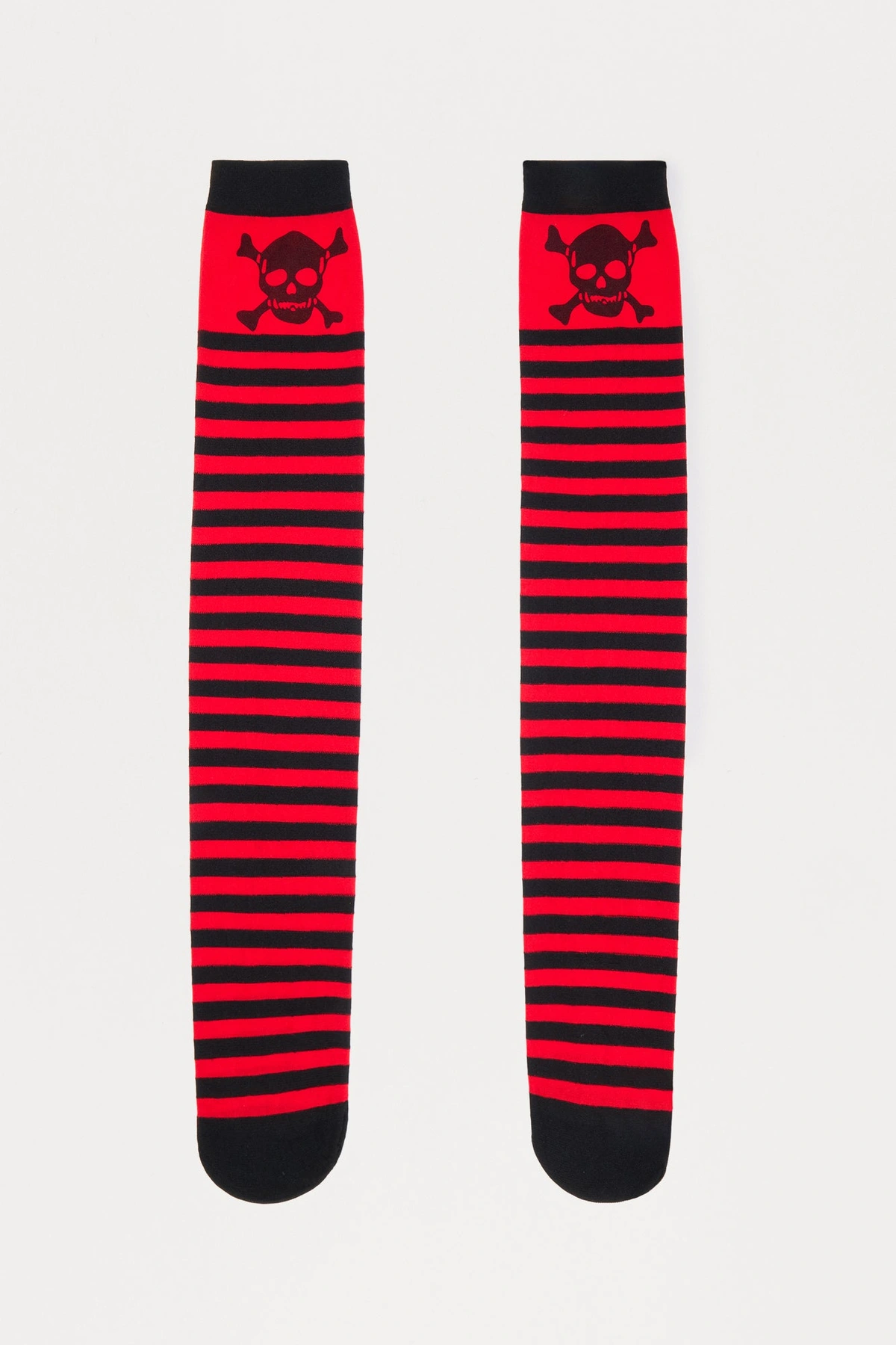 Ahoy Mate Knee High Socks - Red/Black — Vermelho/Preto