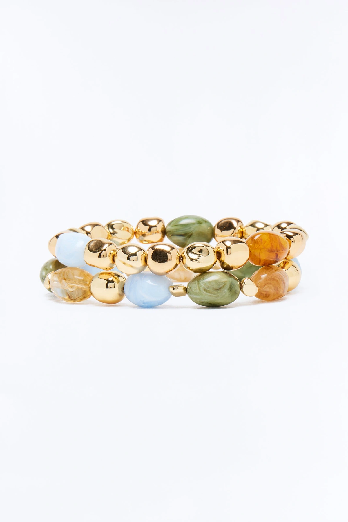 Sundara 2 Piece Bracelet Set - Gold/Blue — Dourado/Azul