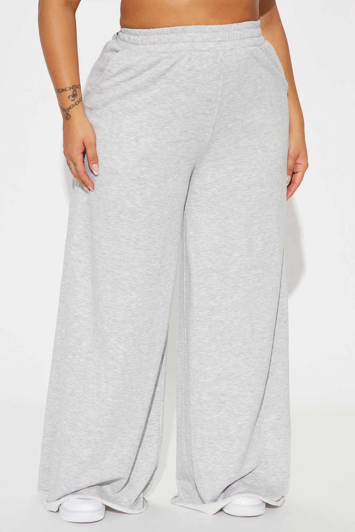 Fair Game Lounge Wide Leg Pant - Heather Grey — Cinzento mesclado