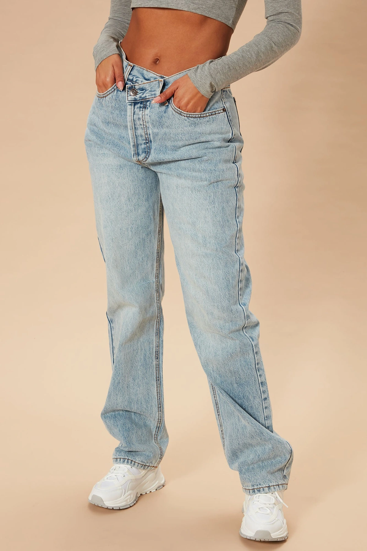 Crossover Straight Leg Jeans - Light Blue Wash — claro Azul lavagem
