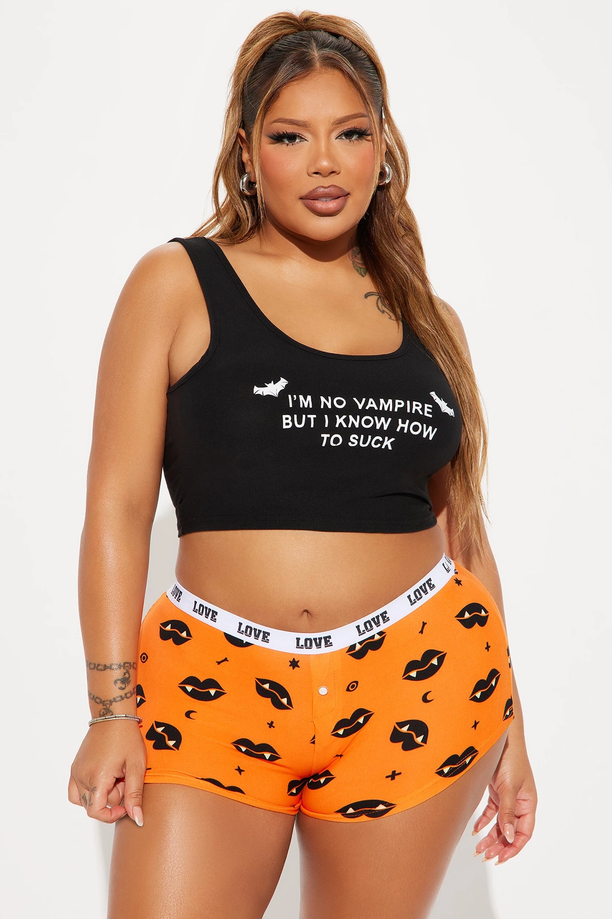 I'm No Vampire Halloween PJ Set - Black/combo — Preto/combinação
