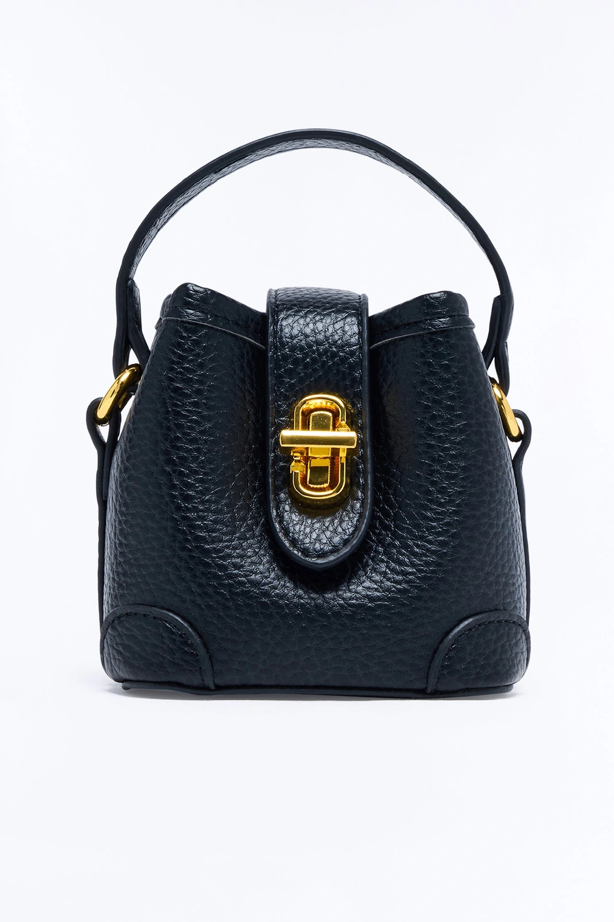 Don't Need Much Faux Leather Mini Satchel Handbag - Black — Preto