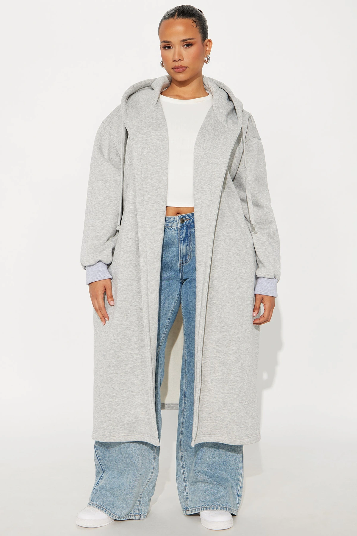 Jolie Cozy Fleece Trench - Heather Grey — Cinzento mesclado