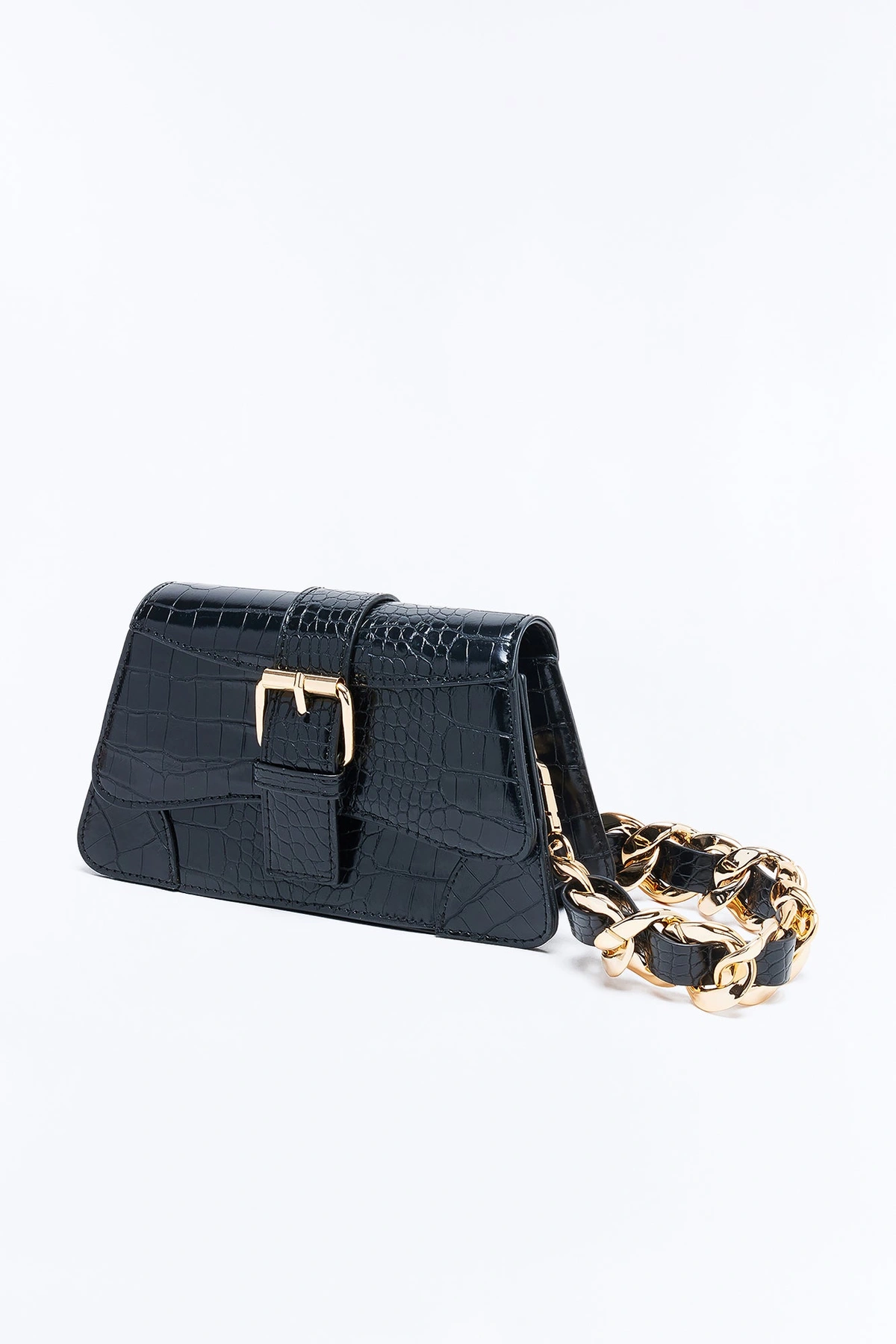 Lights Camera Faux Leather Shoulder Handbag - Black — Preto