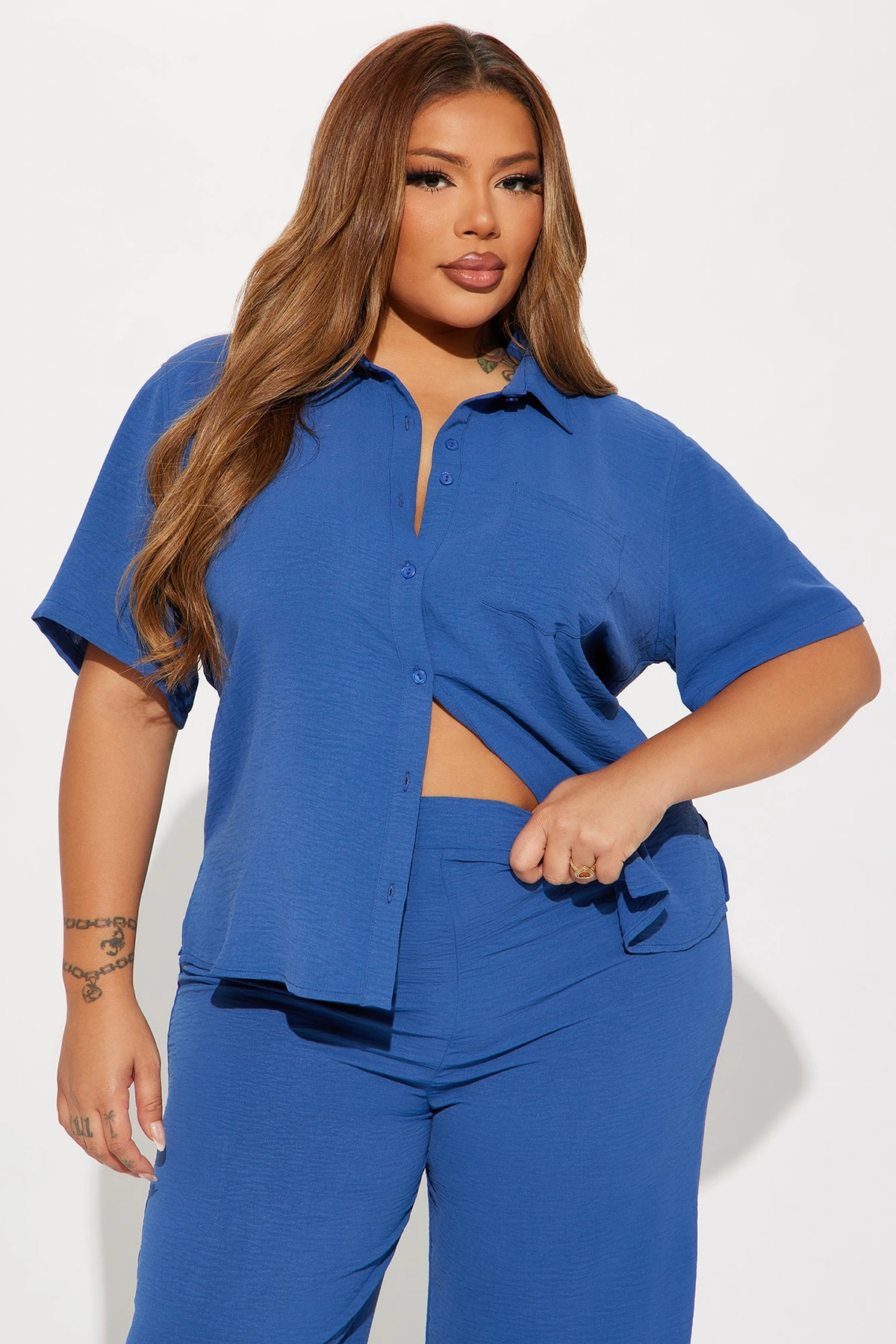 Makenzie Short Sleeve Pant Set - Slate Blue — Slate Azul